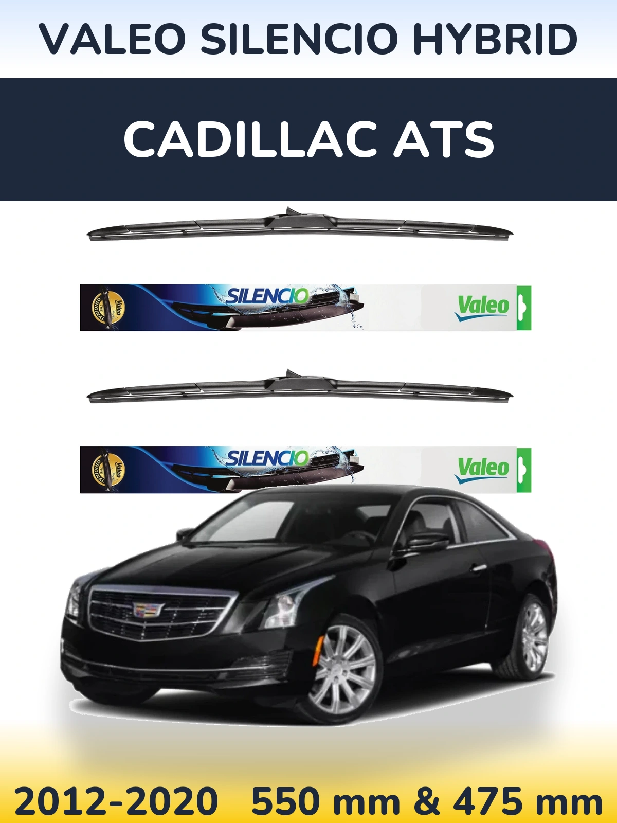 Комплект передніх щіток Valeo Silencio Hybrid 550 & 475 мм для Cadillac ATS 2012-2020