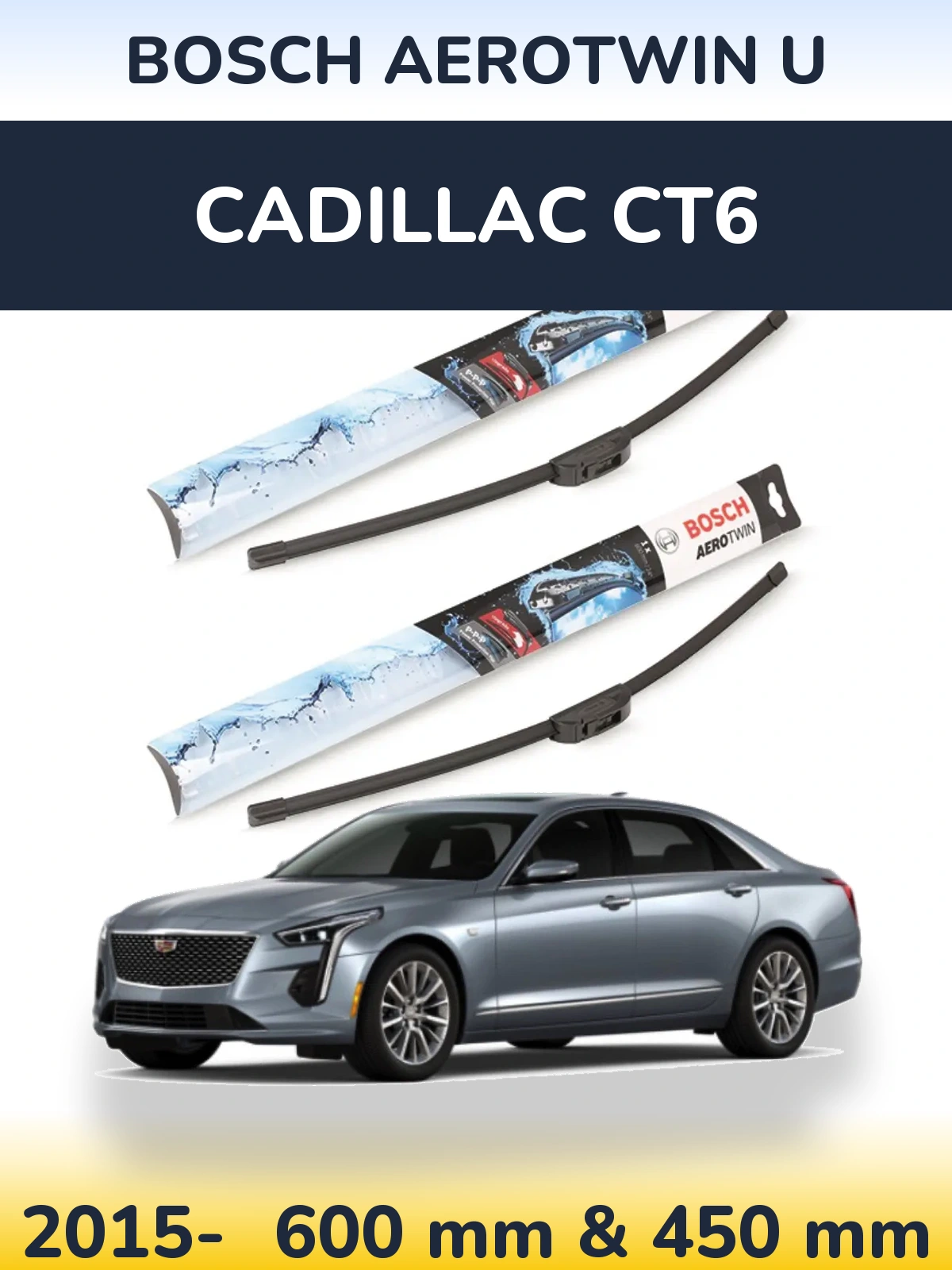 Комплект передних дворников BOSCH AeroTwin U 600 & 450 мм для Cadillac CT6 2015-2026