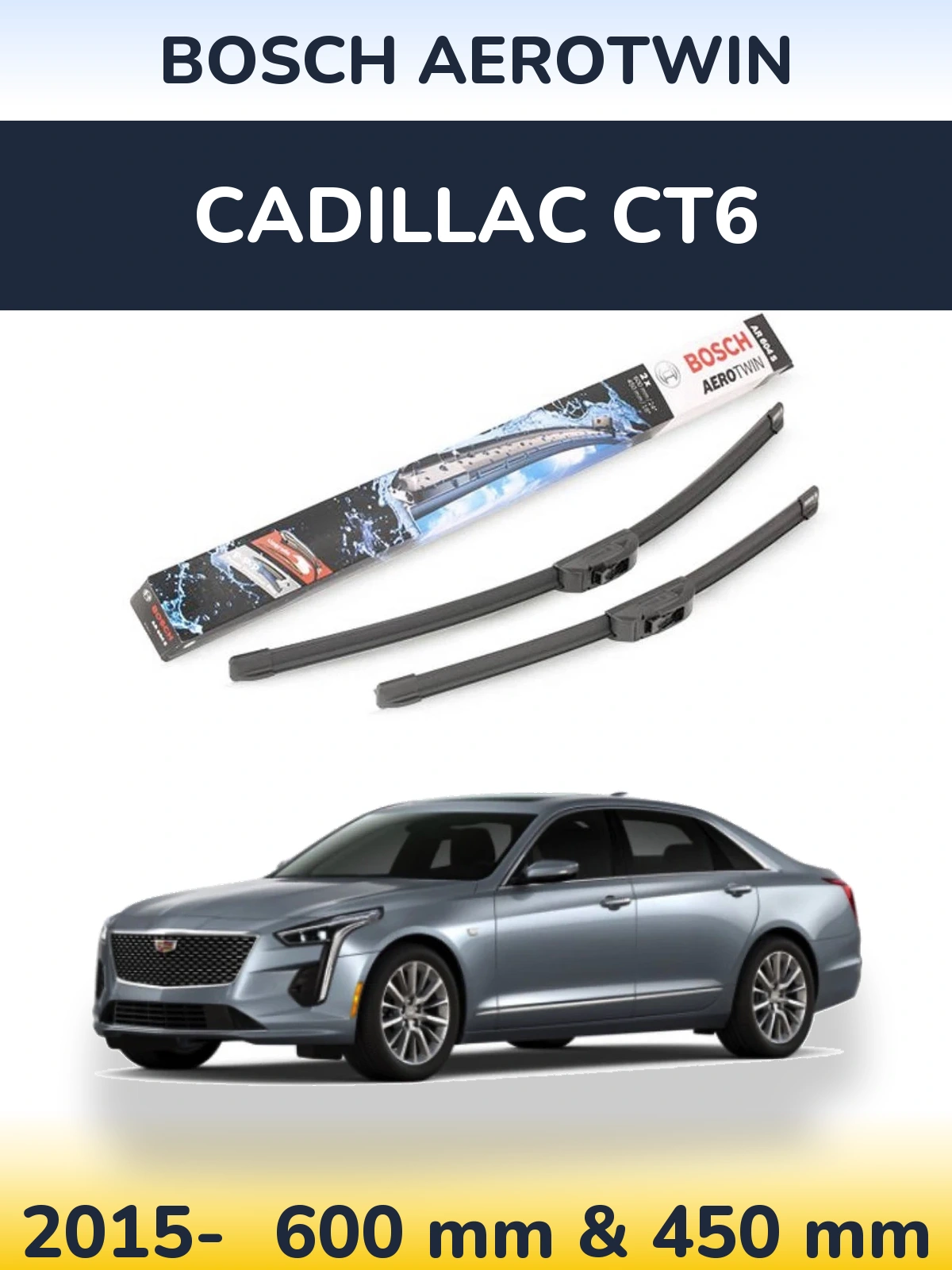 Комплект передніх щіток BOSCH AeroTwin 600 & 450 мм для Cadillac CT6 2015-2026