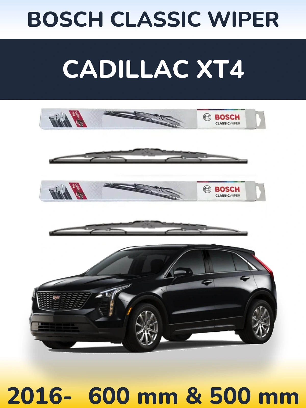 Комплект передніх щіток BOSCH Classic Wiper 600 & 500 мм для Cadillac XT4 2016-2026