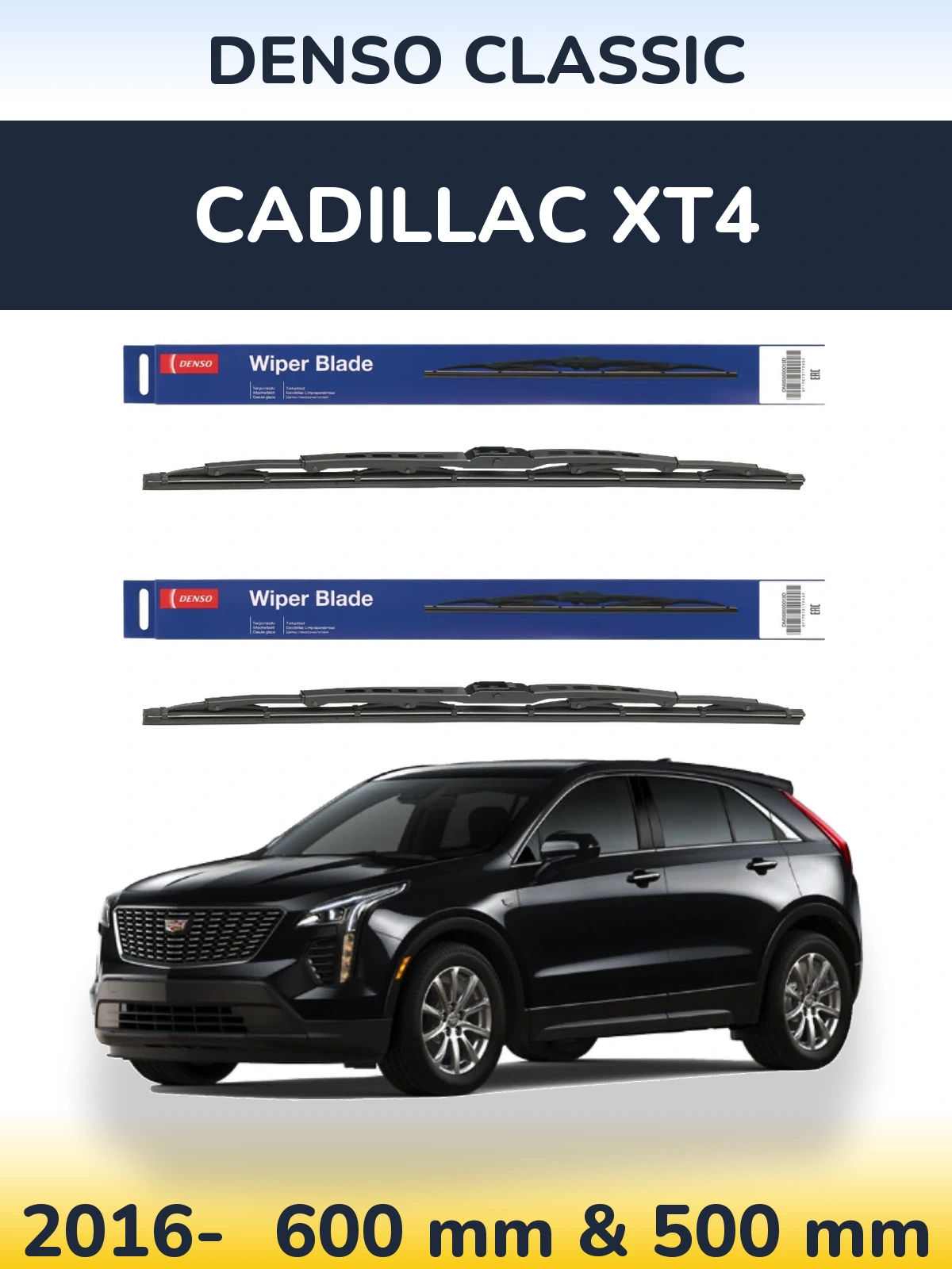 Komplet przednich wycieraczek Denso Classic 600 & 500 mm do Cadillac XT4 2016-2026