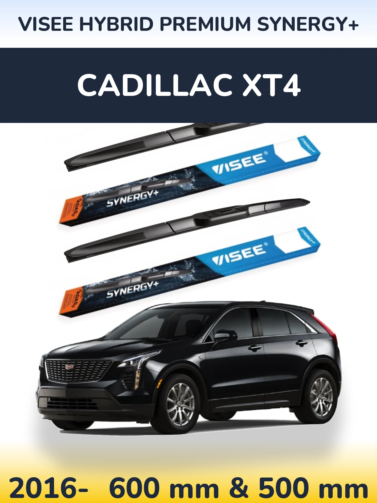 Комплект передних дворников VISEE HYBRID PREMIUM SYNERGY+ 600 & 500 мм для Cadillac XT4 2016-2026