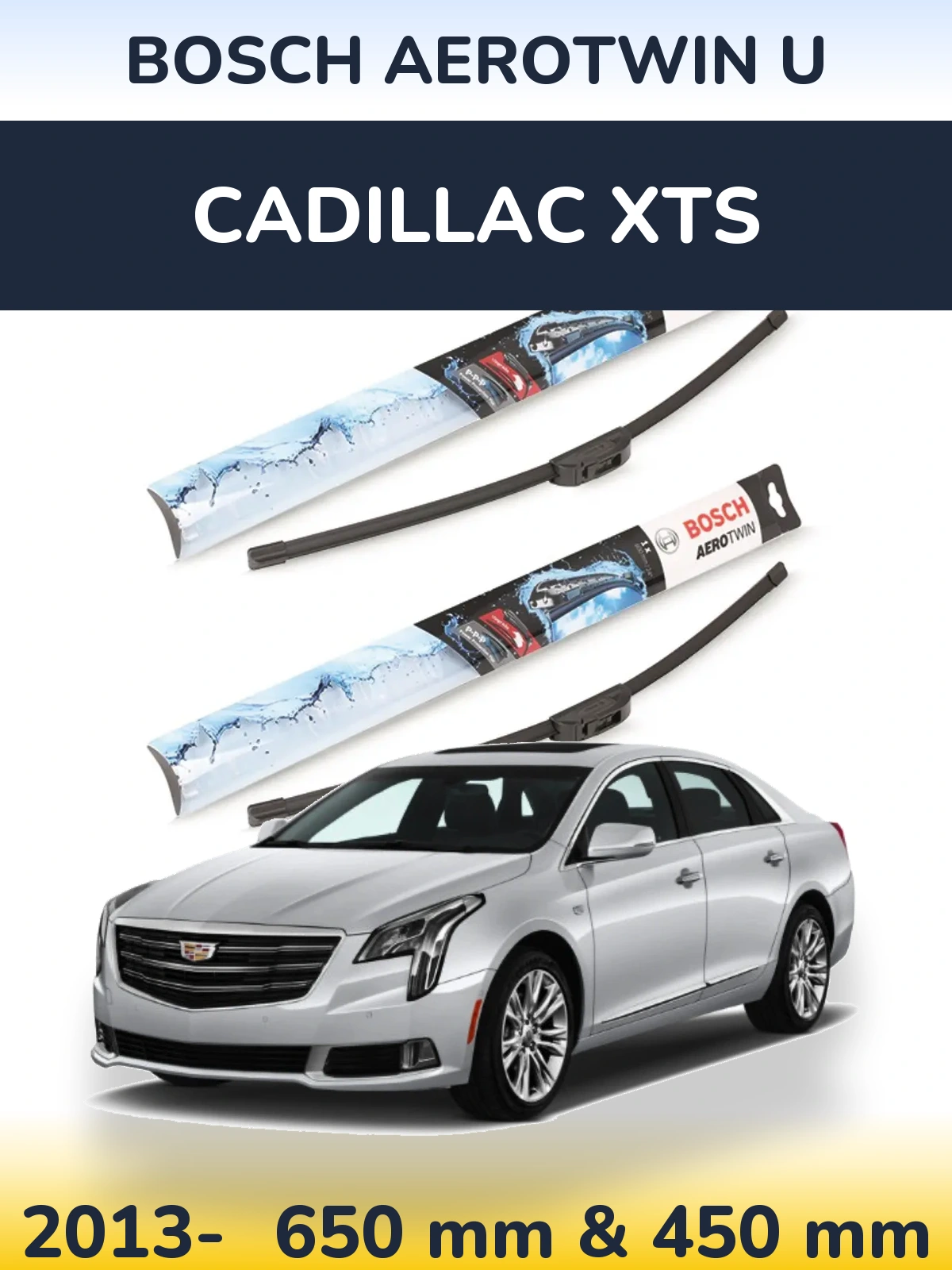 Комплект передних дворников BOSCH AeroTwin U 650 & 450 мм для Cadillac XTS 2013-2026