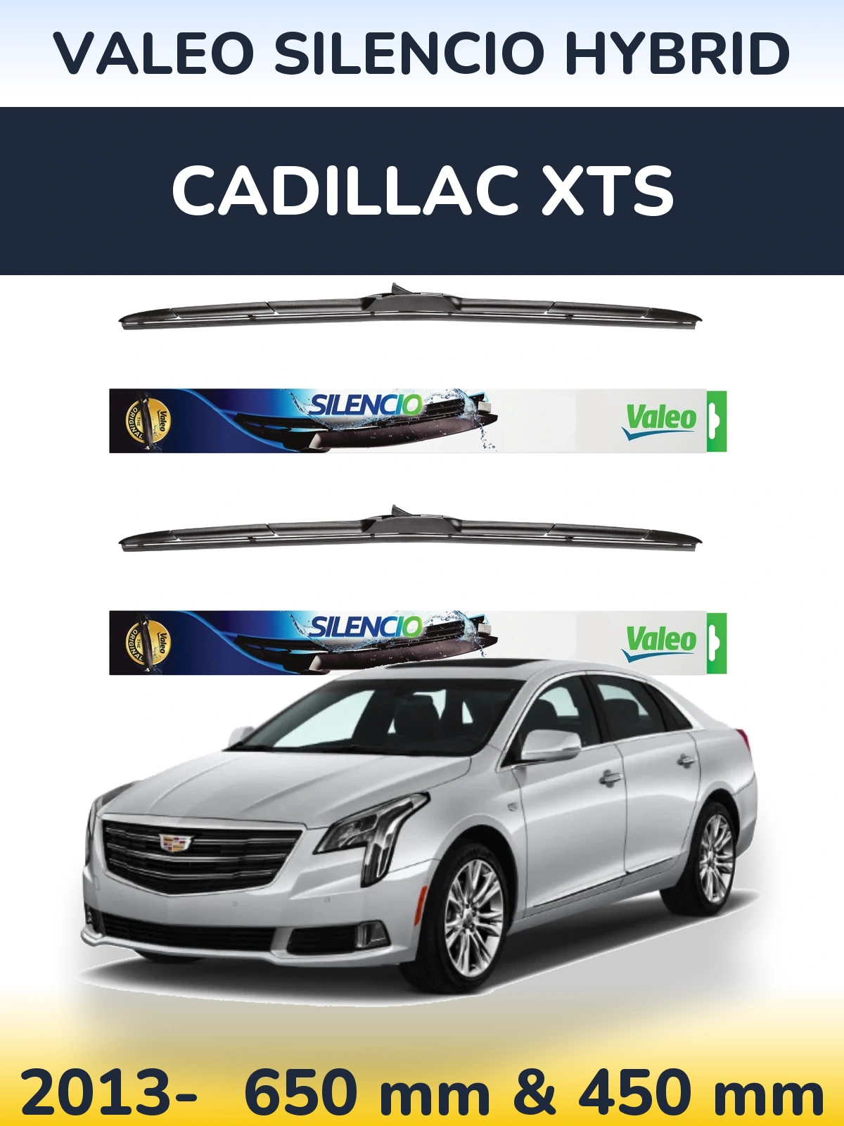 Комплект передних дворников Valeo Silencio Hybrid 650 & 450 мм для Cadillac XTS 2013-2026