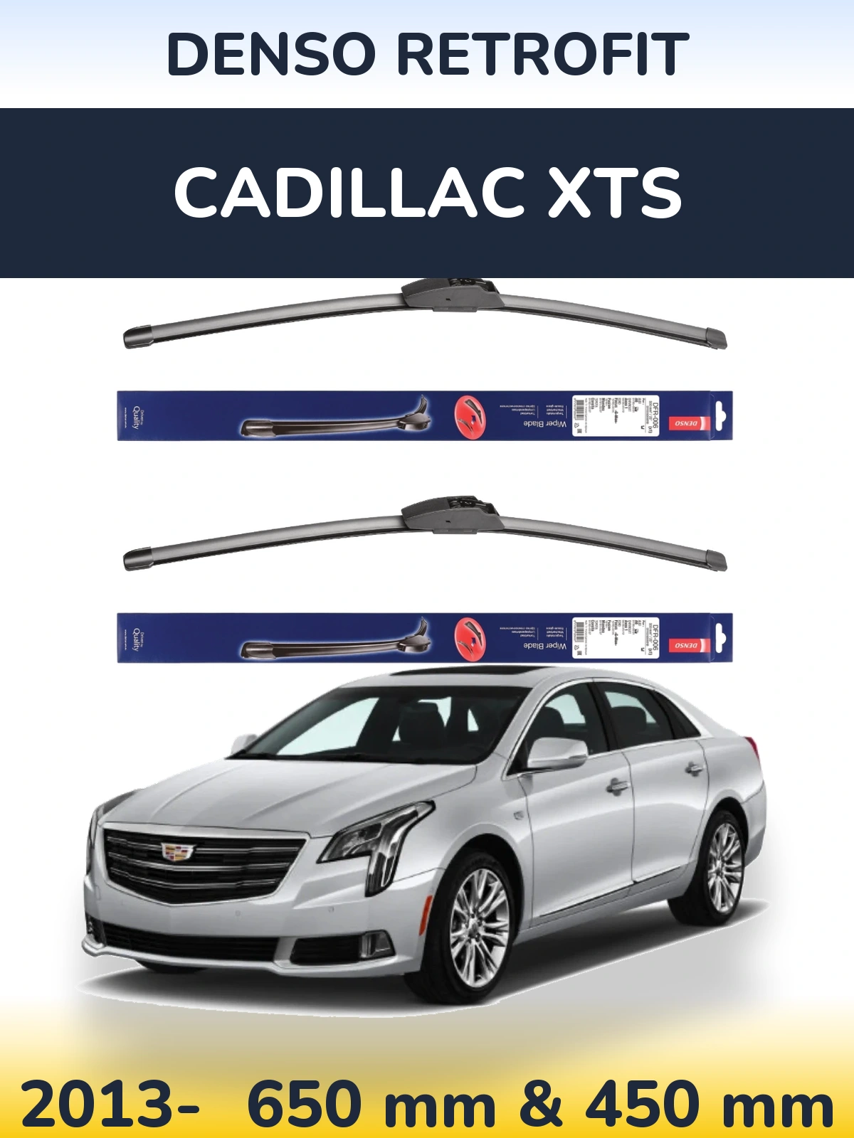 Комплект передних дворников Denso Retrofit 650 & 450 мм для Cadillac XTS 2013-2026