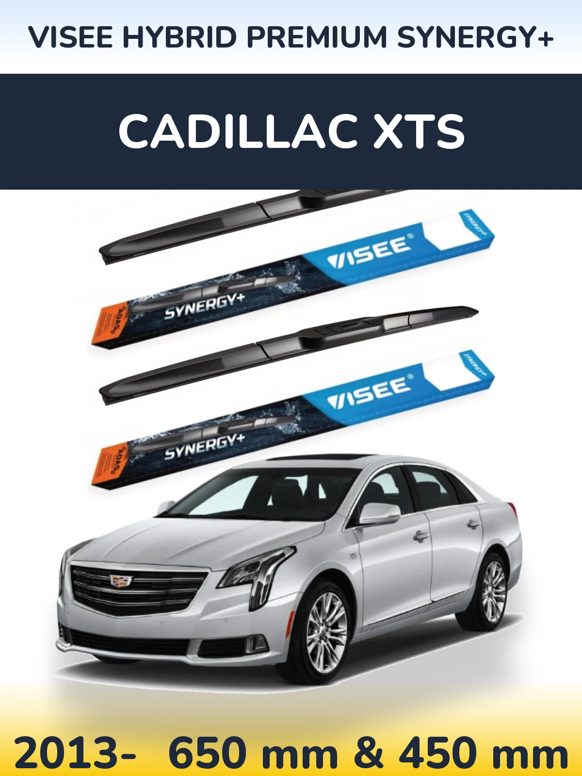 Komplet przednich wycieraczek VISEE HYBRID PREMIUM SYNERGY+ 650 & 450 mm do Cadillac XTS 2013-2026