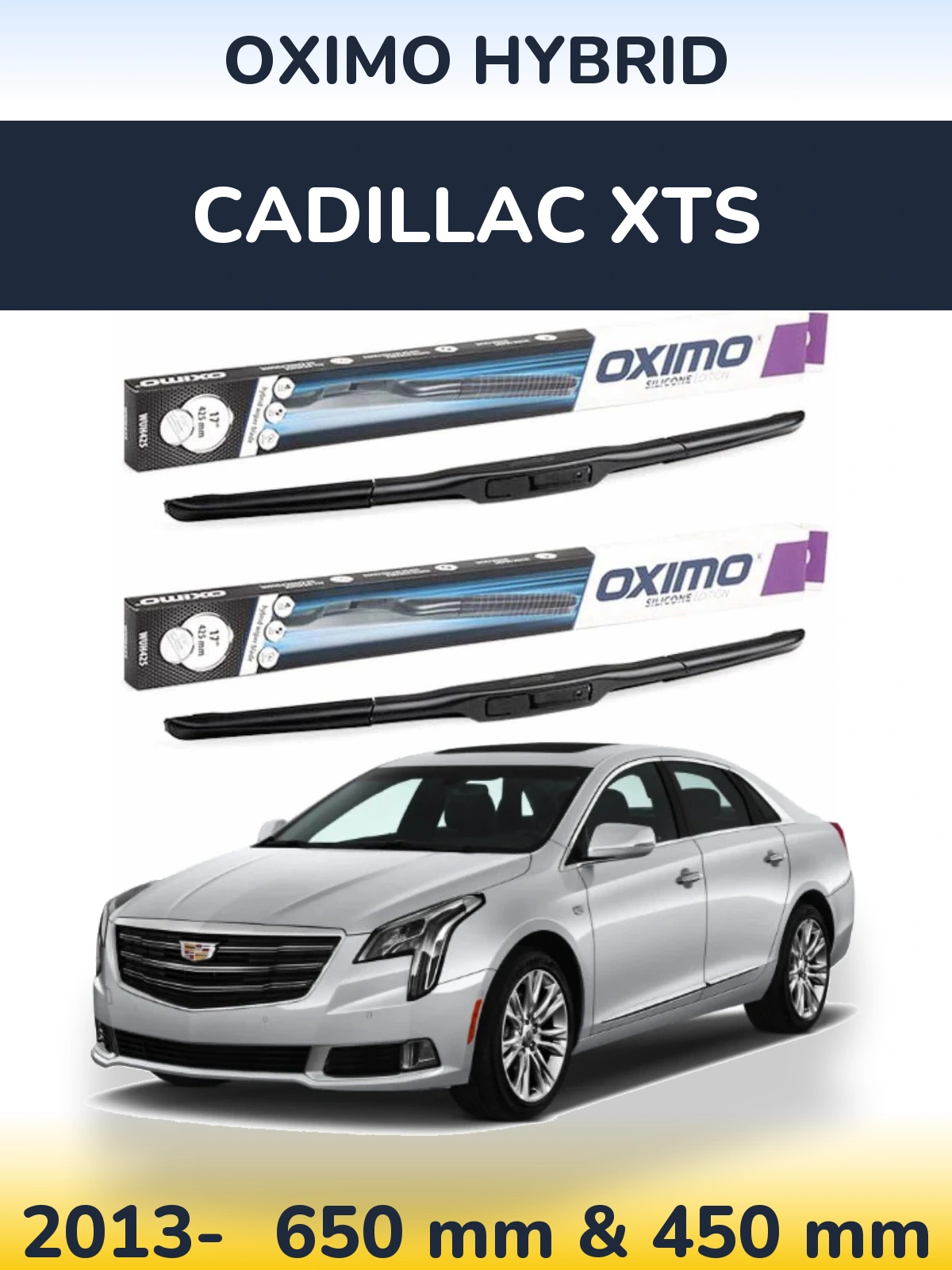 Комплект передних дворников Oximo Hybrid 650 & 450 мм для Cadillac XTS 2013-2026