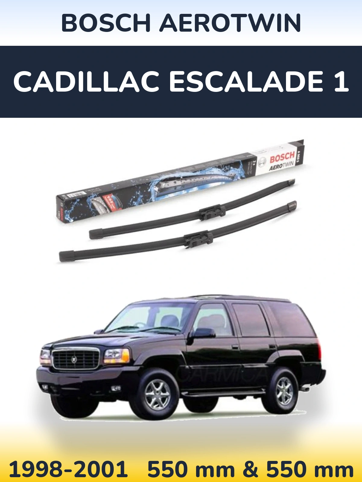 Front wiper blade set BOSCH AeroTwin 550 & 550 mm for Cadillac Escalade 1 1998-2001