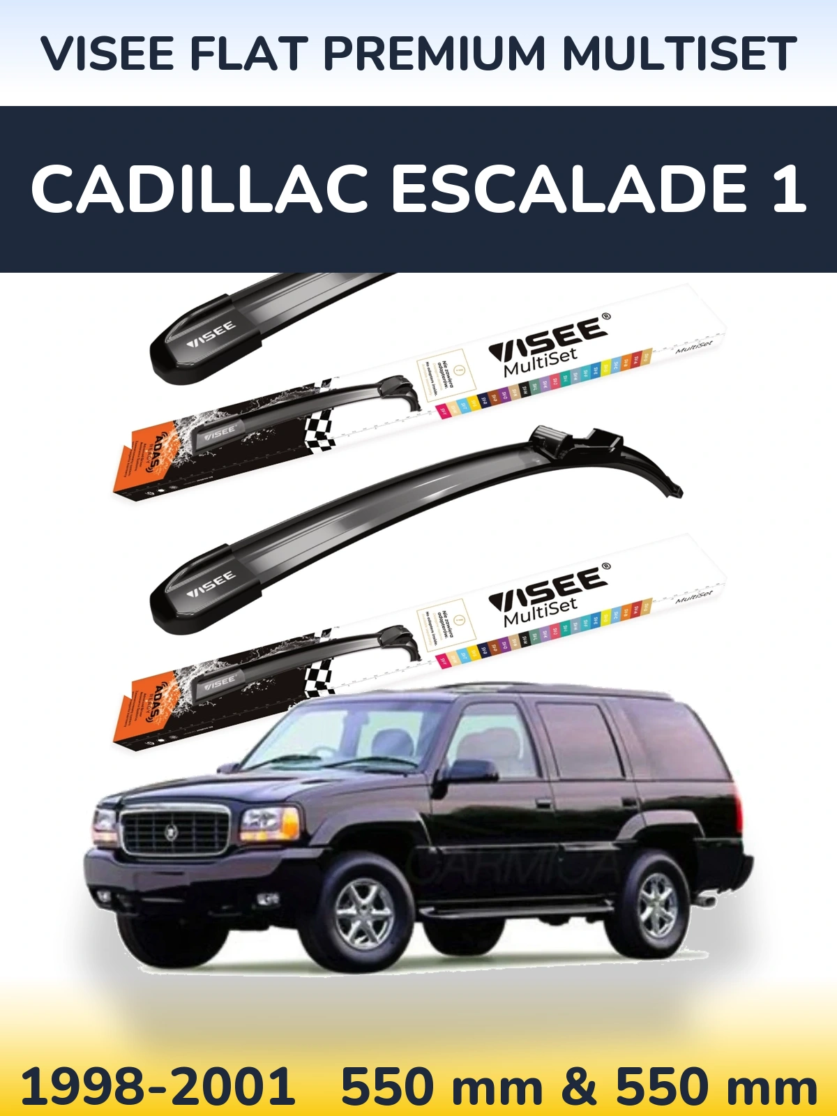 Комплект передних дворников VISEE FLAT PREMIUM MultiSet 550 & 550 мм для Cadillac Escalade 1 1998-2001