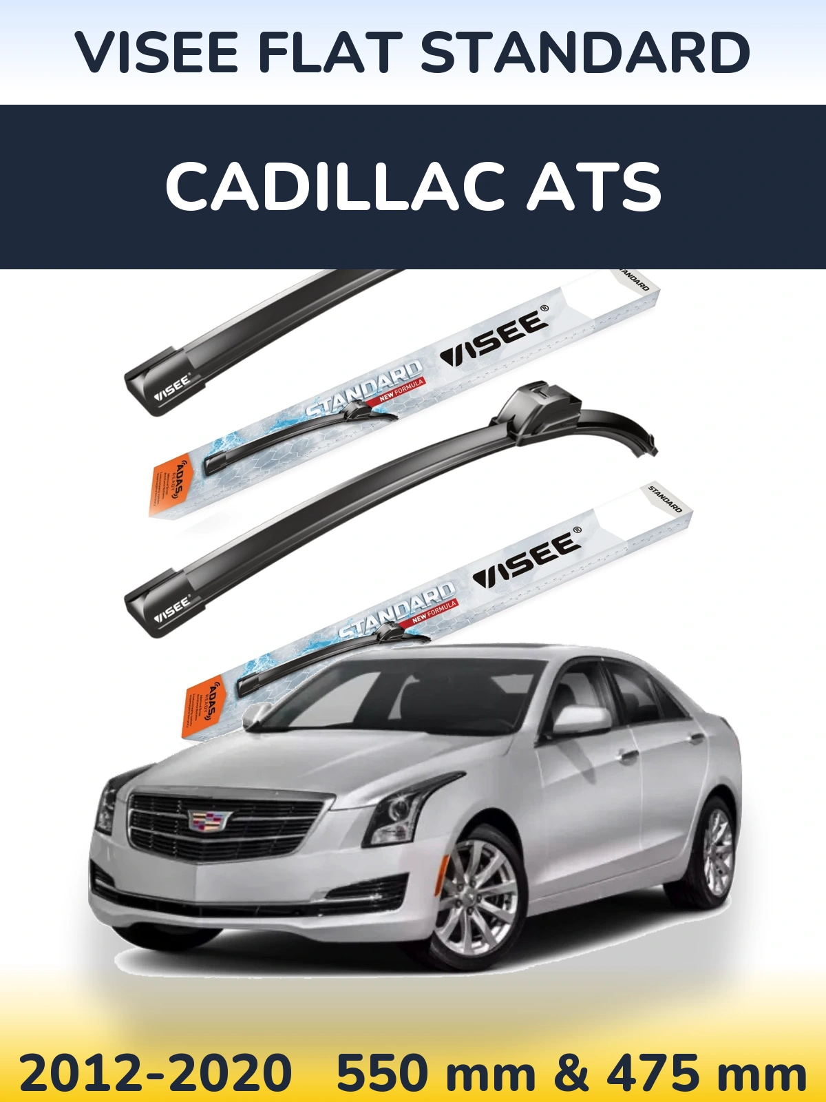 Komplet przednich wycieraczek VISEE FLAT STANDARD 550 & 475 mm do Cadillac ATS 2012-2020