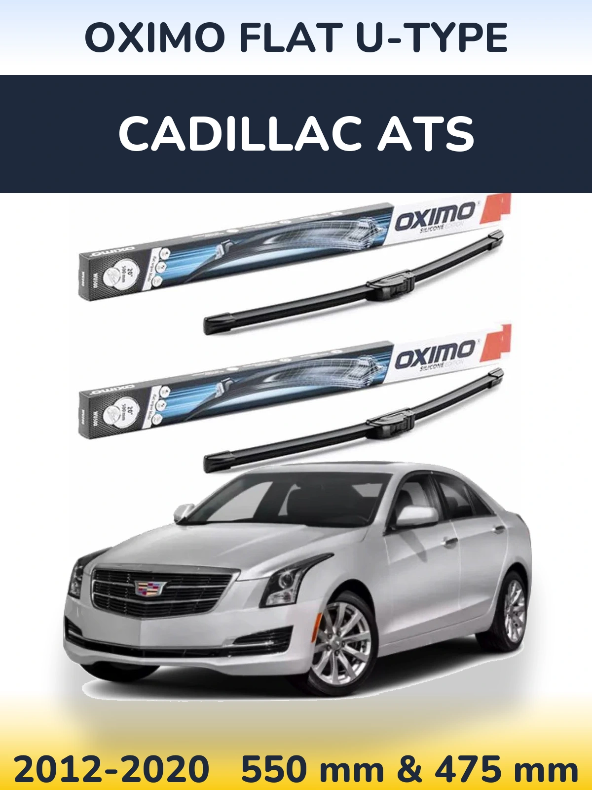 Комплект передних дворников Oximo Flat U-type 550 & 475 мм для Cadillac ATS 2012-2020