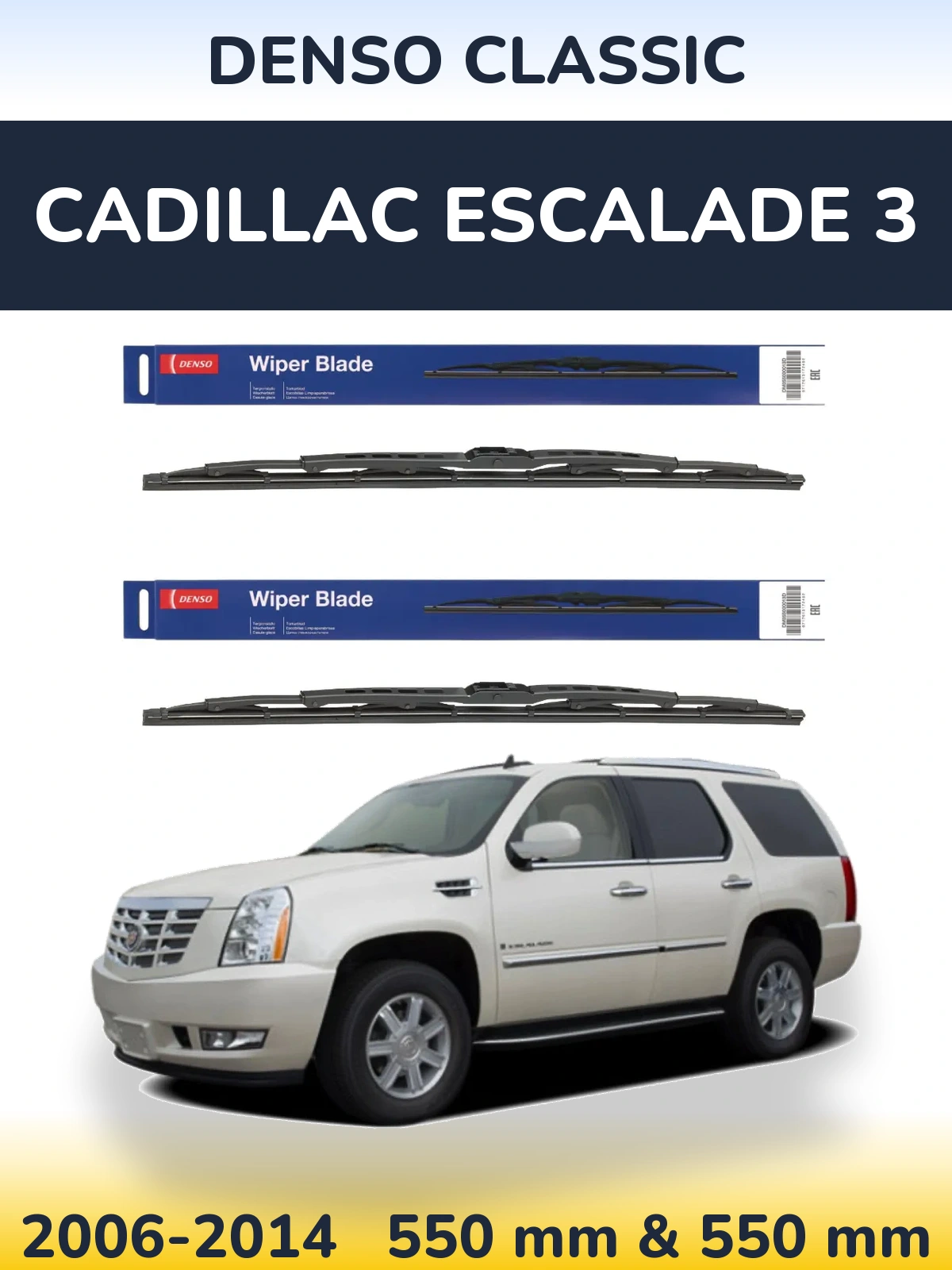 Komplet przednich wycieraczek Denso Classic 550 & 550 mm do Cadillac Escalade 3 2006-2014