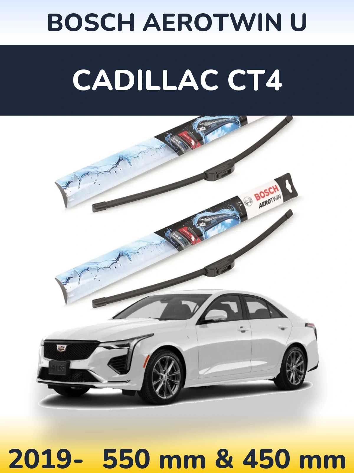 Комплект передніх щіток BOSCH AeroTwin U 550 & 450 мм для Cadillac CT4 2019-2026