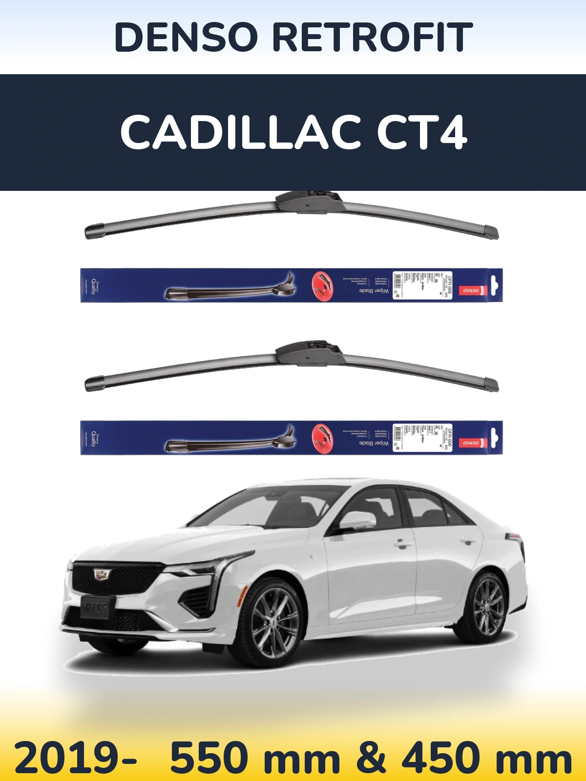 Комплект передніх щіток Denso Retrofit 550 & 450 мм для Cadillac CT4 2019-2026