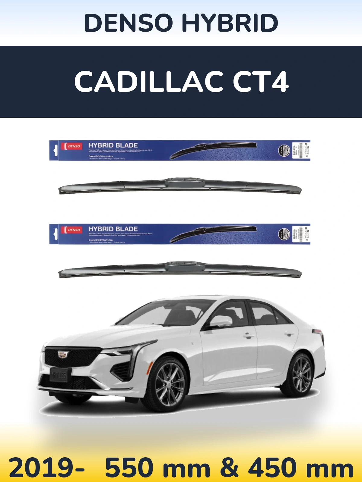 Комплект передніх щіток Denso Hybrid 550 & 450 мм для Cadillac CT4 2019-2026