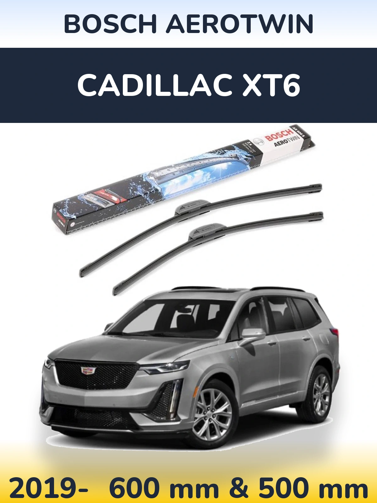 Komplet przednich wycieraczek BOSCH AeroTwin 600 & 500 mm do Cadillac XT6 2019-2026