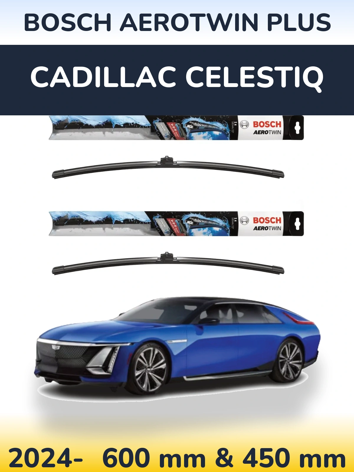 Комплект передніх щіток BOSCH AeroTwin Plus 600 & 450 мм для Cadillac Celestiq 2024-2026
