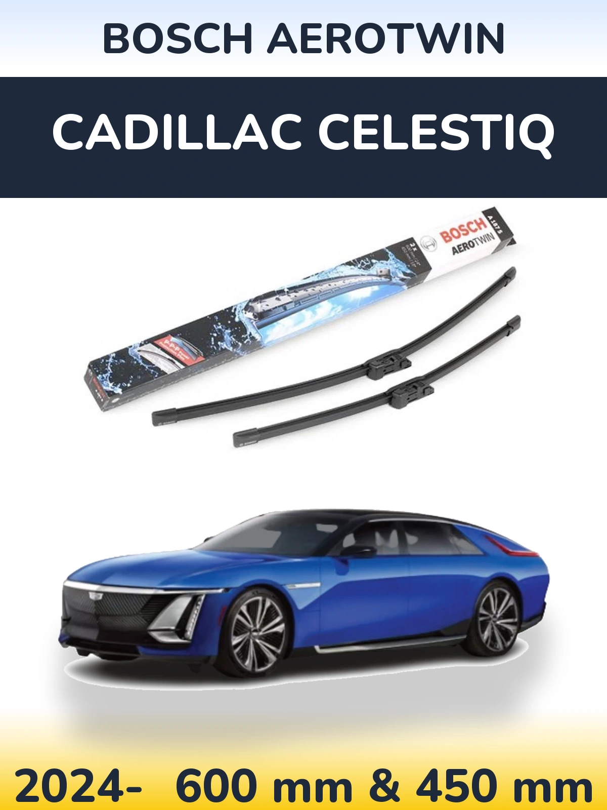 Комплект передніх щіток BOSCH AeroTwin 600 & 450 мм для Cadillac Celestiq 2024-2026