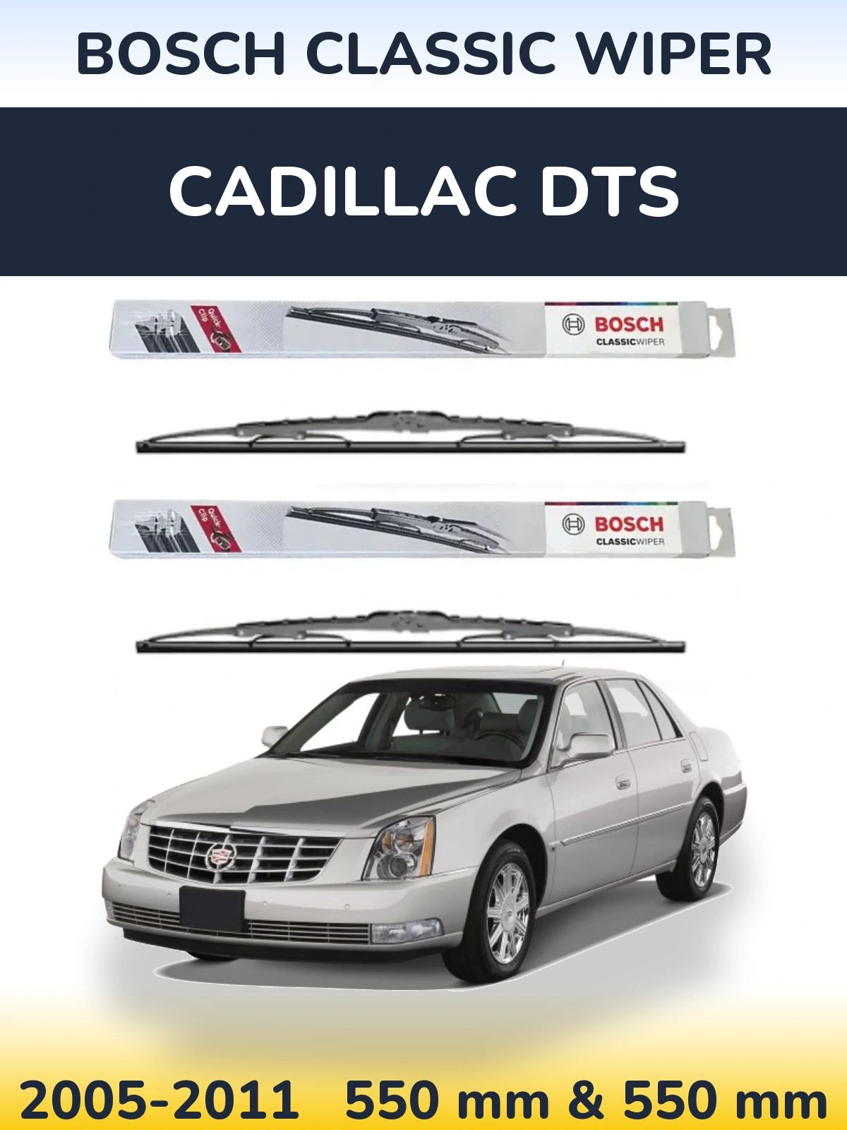 Комплект передніх щіток BOSCH Classic Wiper 550 & 550 мм для Cadillac DTS 2005-2011