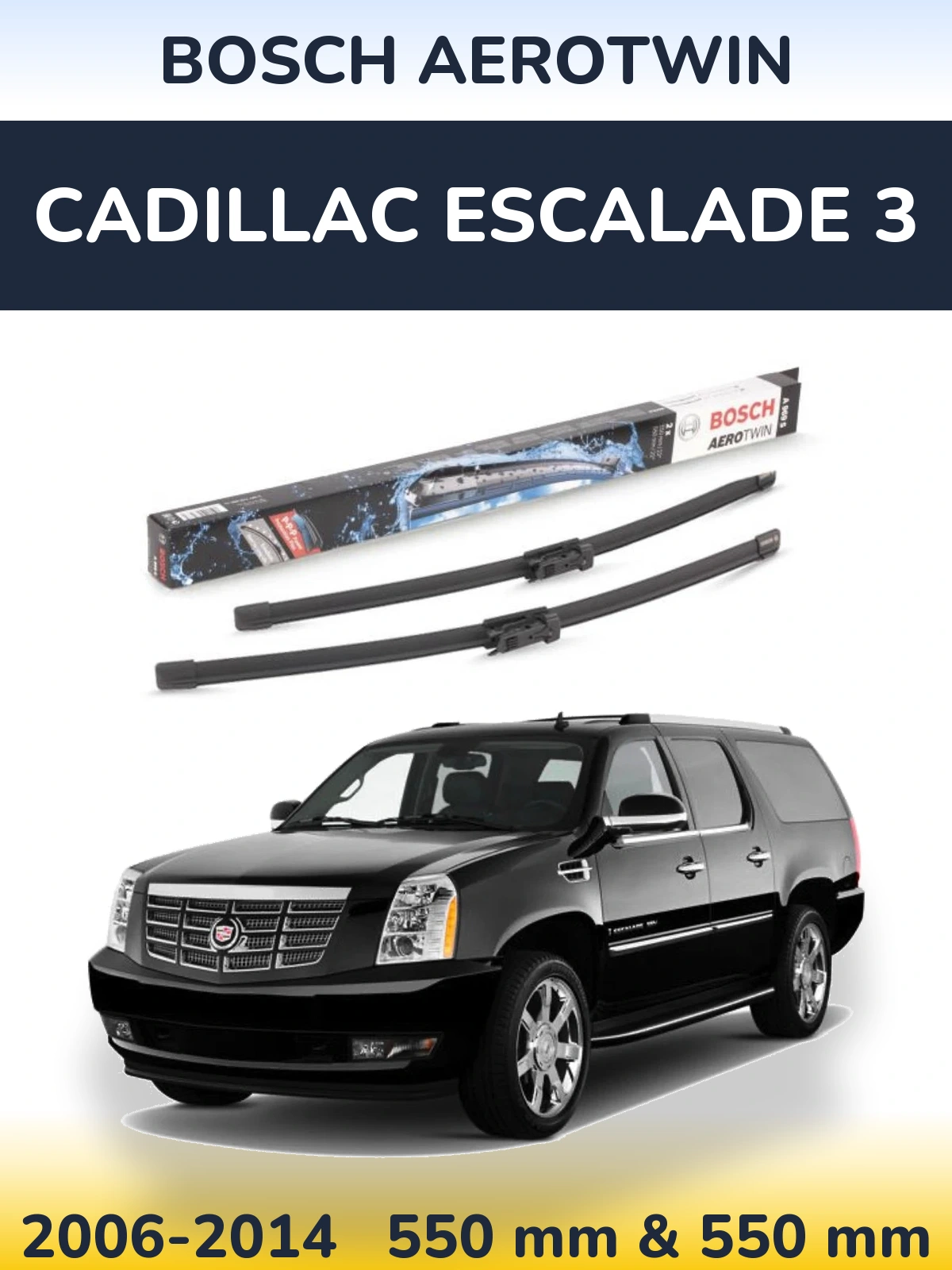 Комплект передніх щіток BOSCH AeroTwin 550 & 550 мм для Cadillac Escalade 3 2006-2014
