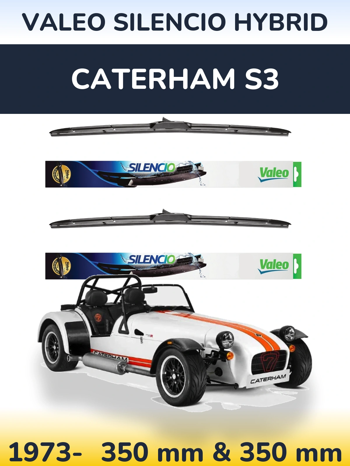 Комплект передних дворников Valeo Silencio Hybrid 350 & 350 мм для Caterham S3 1973-2026