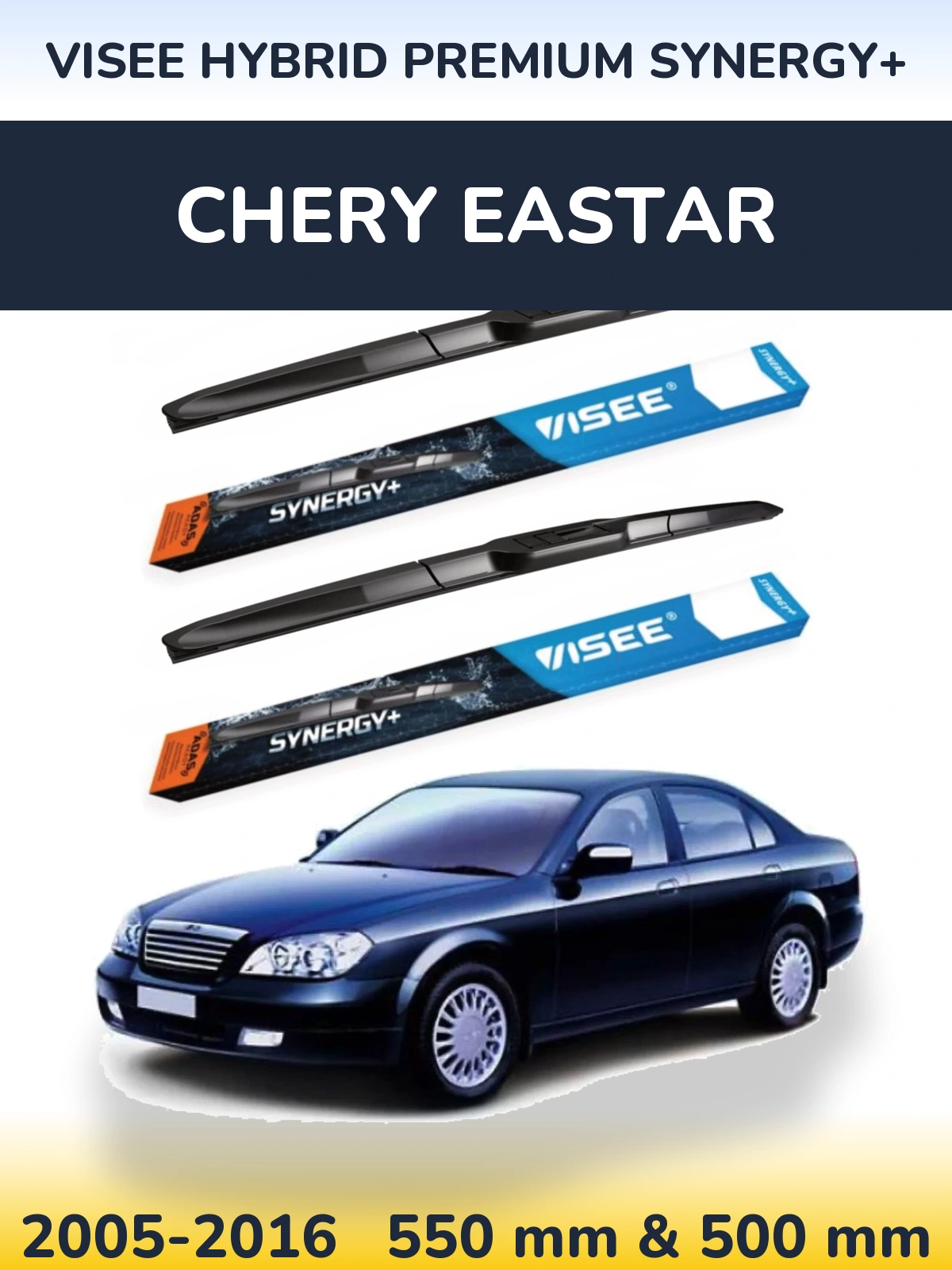 Komplet przednich wycieraczek VISEE HYBRID PREMIUM SYNERGY+ 550 & 500 mm do Chery Eastar 2005-2016