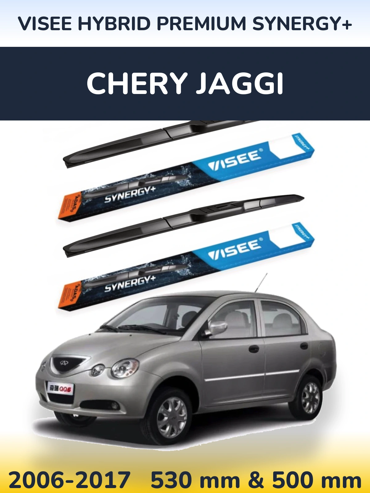 Komplet przednich wycieraczek VISEE HYBRID PREMIUM SYNERGY+ 530 & 500 mm do Chery Jaggi 2006-2017