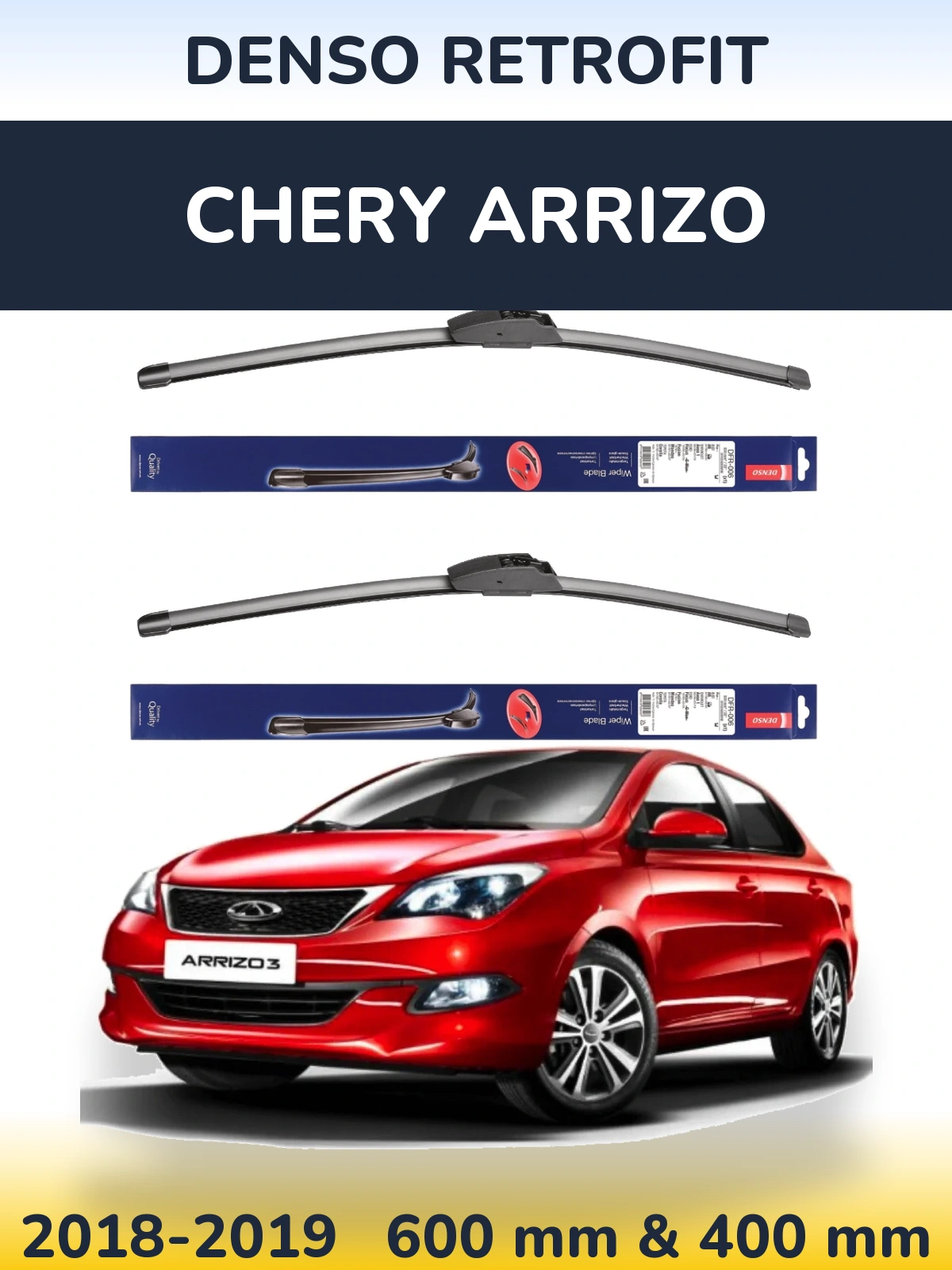 Комплект передних дворников Denso Retrofit 600 & 400 мм для Chery Arrizo 2018-2019