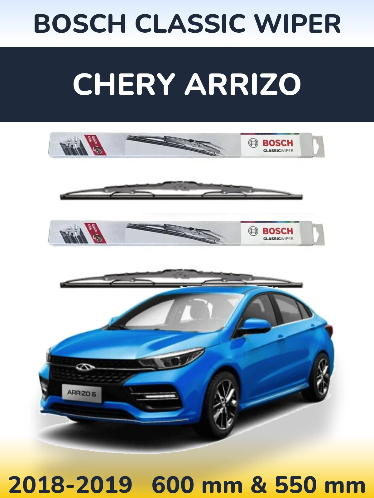 Komplet przednich wycieraczek BOSCH Classic Wiper 600 & 550 mm do Chery Arrizo 2018-2019