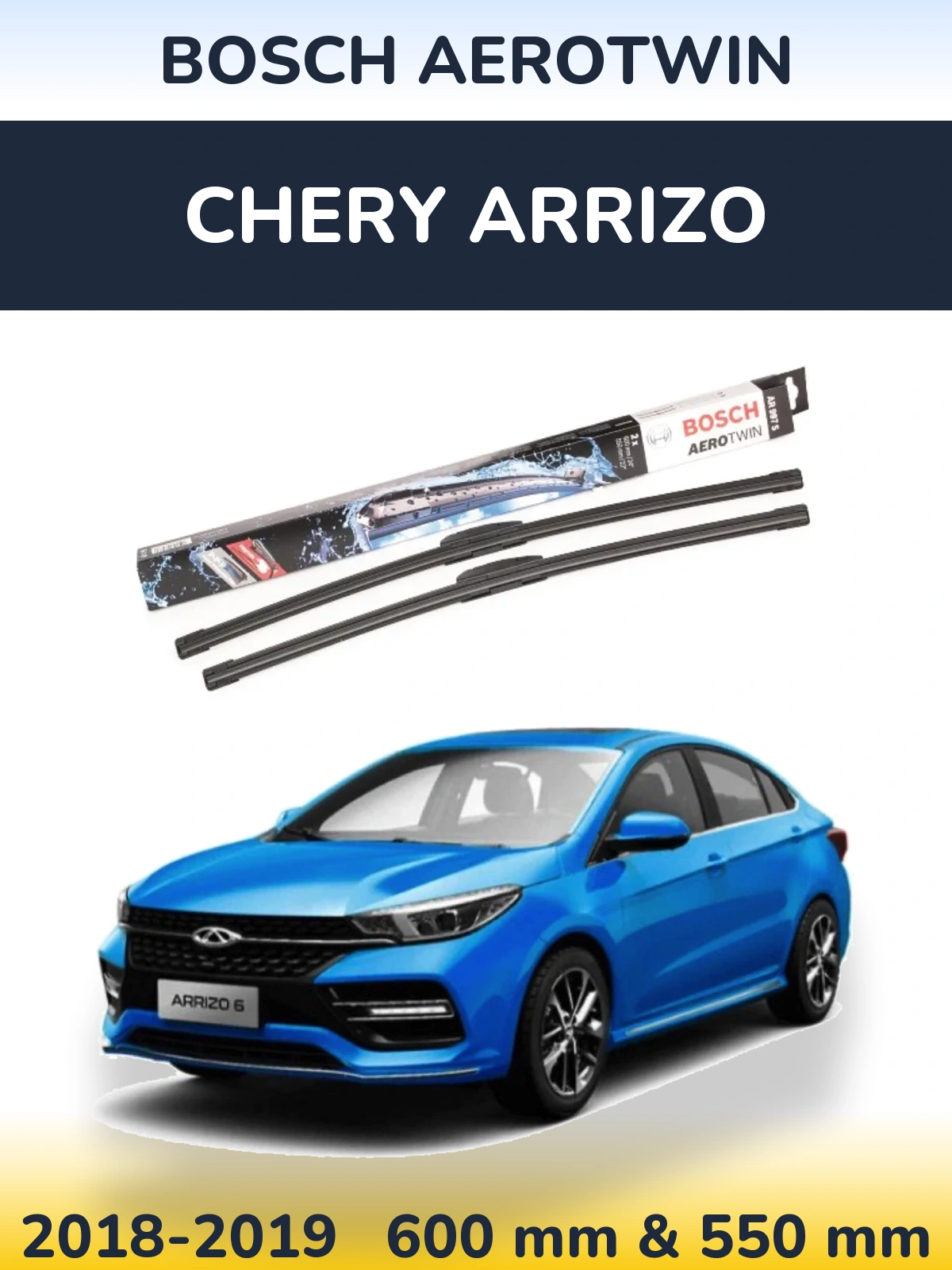 Komplet przednich wycieraczek BOSCH AeroTwin 600 & 550 mm do Chery Arrizo 2018-2019