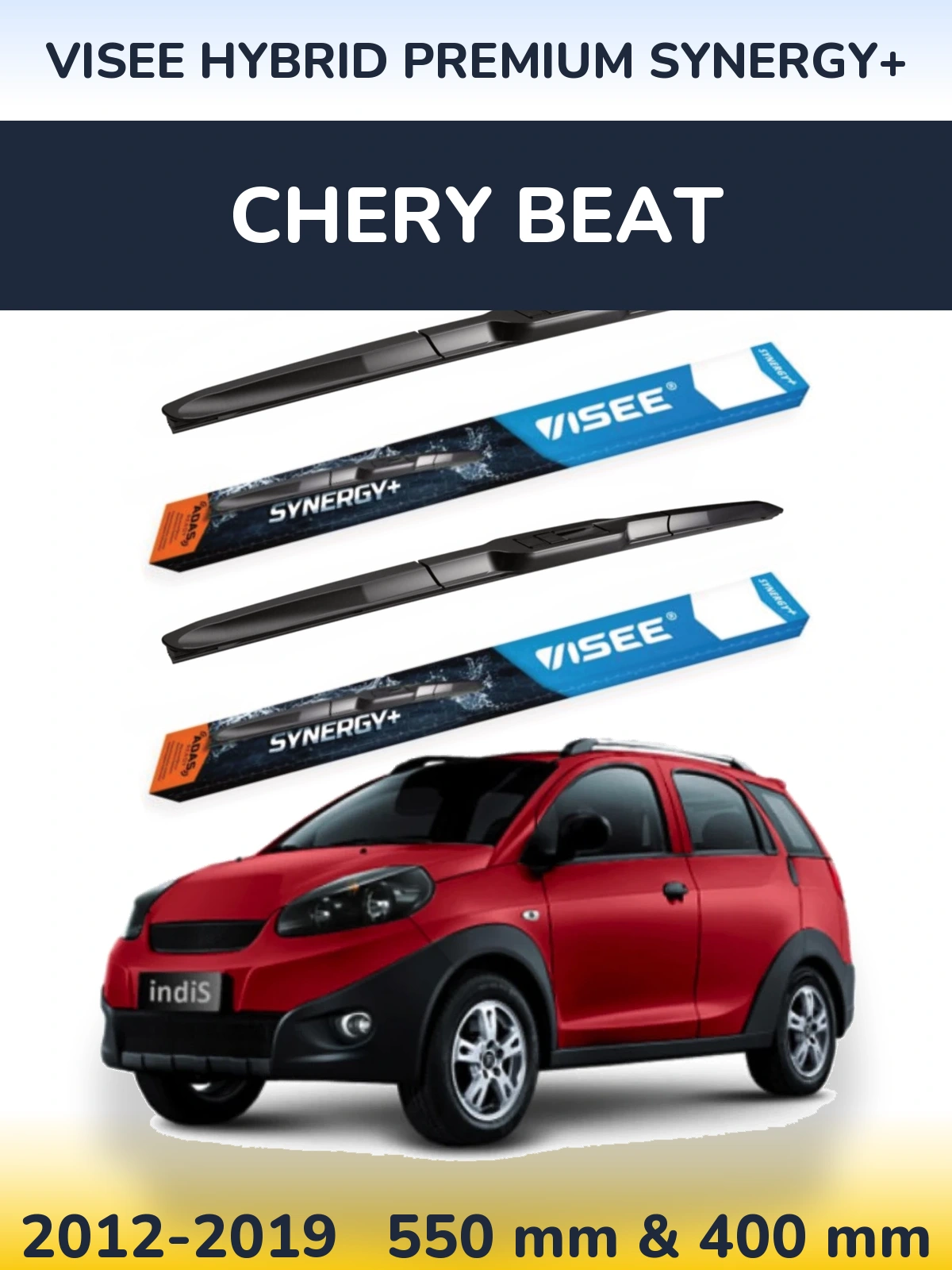 Комплект передних дворников VISEE HYBRID PREMIUM SYNERGY+ 550 & 400 мм для Chery Beat 2012-2019