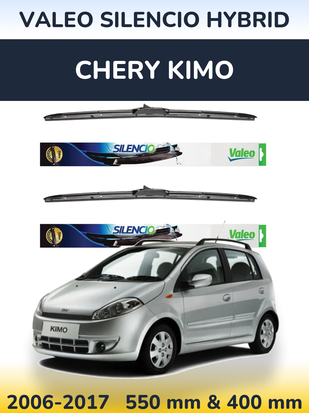 Комплект передних дворников Valeo Silencio Hybrid 550 & 400 мм для Chery Kimo 2006-2017