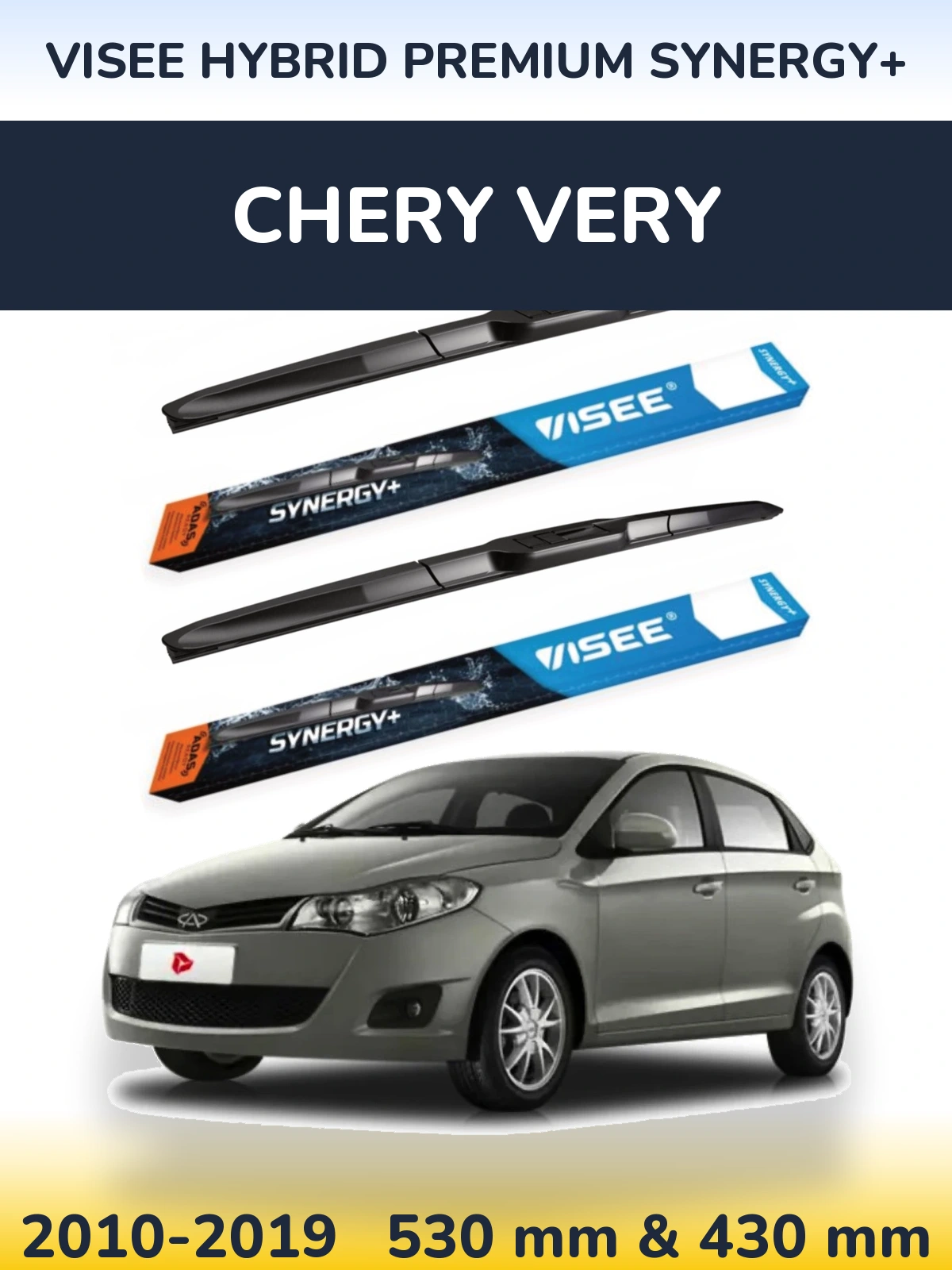 Комплект передних дворников VISEE HYBRID PREMIUM SYNERGY+ 530 & 430 мм для Chery Very 2010-2019