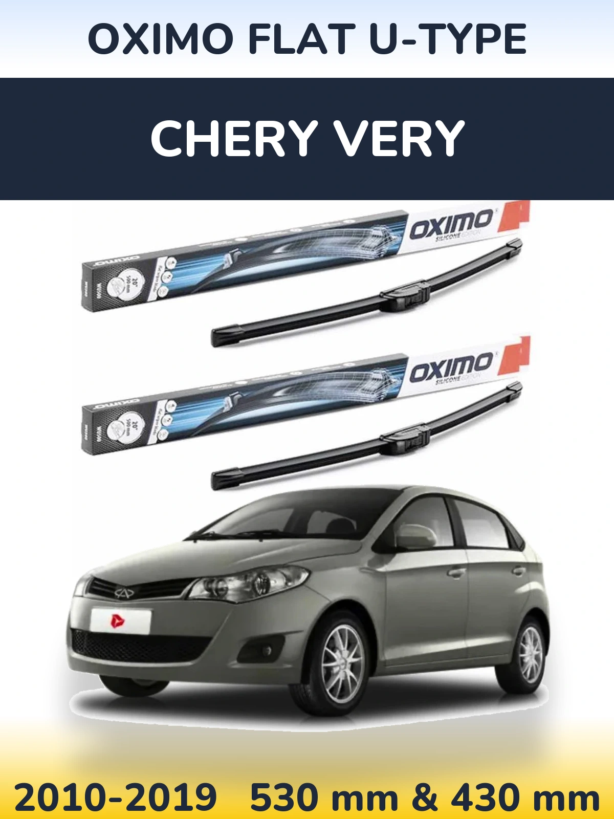 Komplet przednich wycieraczek Oximo Flat U-type 530 & 430 mm do Chery Very 2010-2019