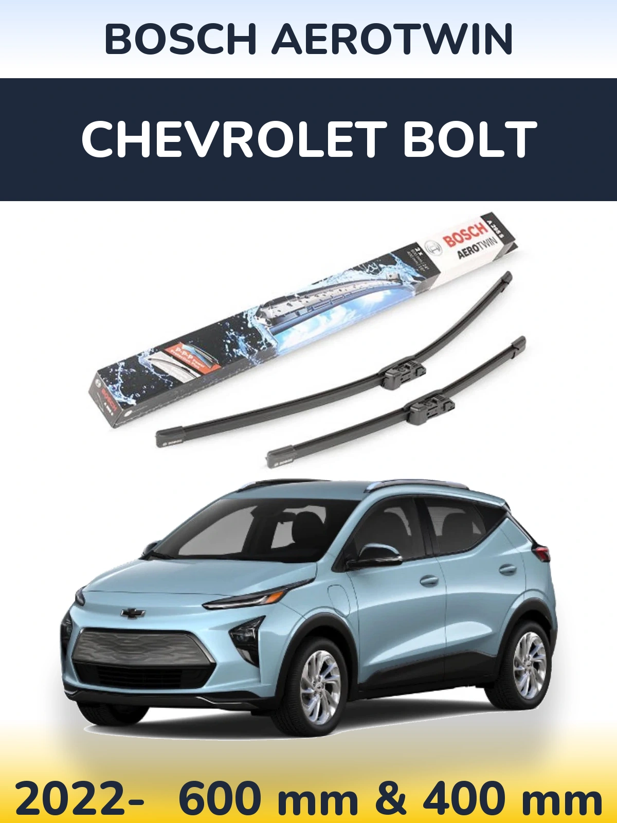 Комплект передних дворников BOSCH AeroTwin 600 & 400 мм для Chevrolet Bolt 2022-2026