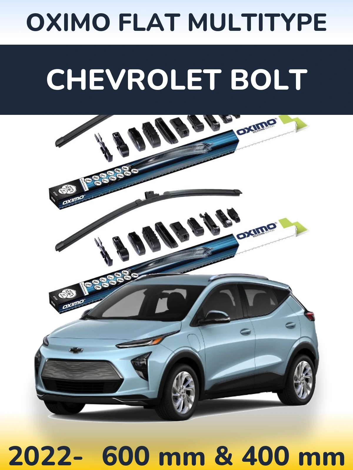 Komplet przednich wycieraczek Oximo Flat MultiType 600 & 400 mm do Chevrolet Bolt 2022-2026