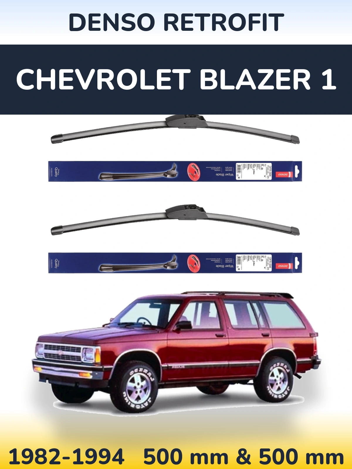 Komplet przednich wycieraczek Denso Retrofit 500 & 500 mm do Chevrolet Blazer 1 1982-1994