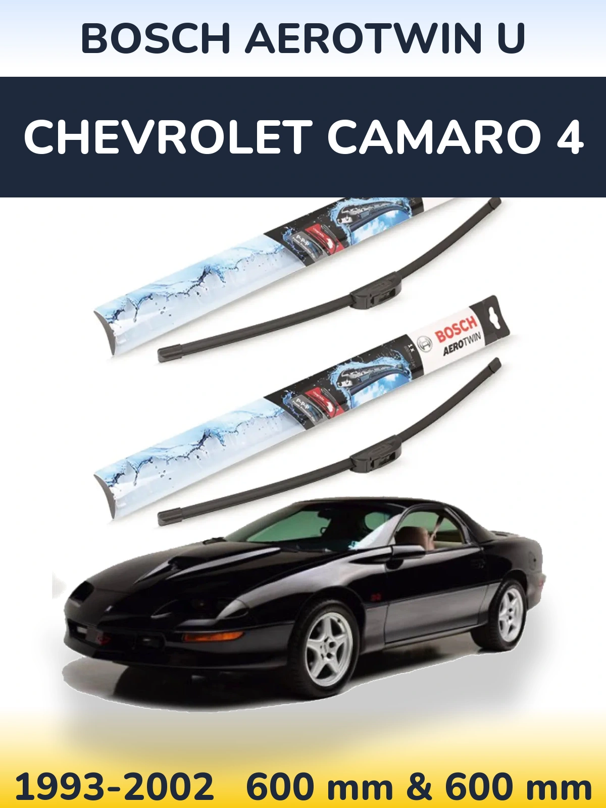 Komplet przednich wycieraczek BOSCH AeroTwin U 600 & 600 mm do Chevrolet Camaro 4 1993-2002