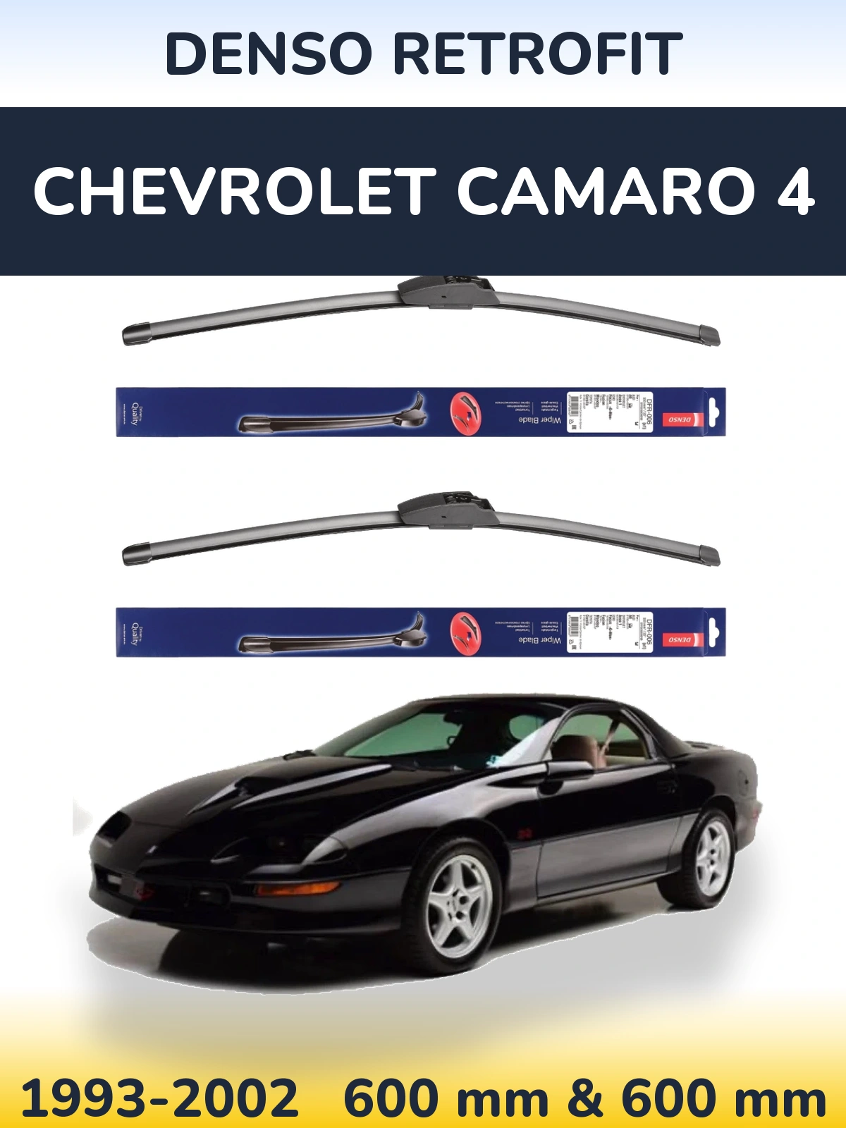 Комплект передних дворников Denso Retrofit 600 & 600 мм для Chevrolet Camaro 4 1993-2002