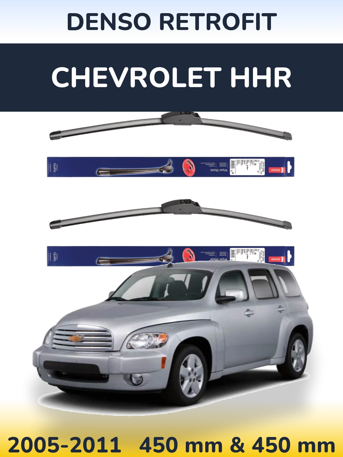 Front wiper blade set Denso Retrofit 450 & 450 mm for Chevrolet HHR 2005-2011