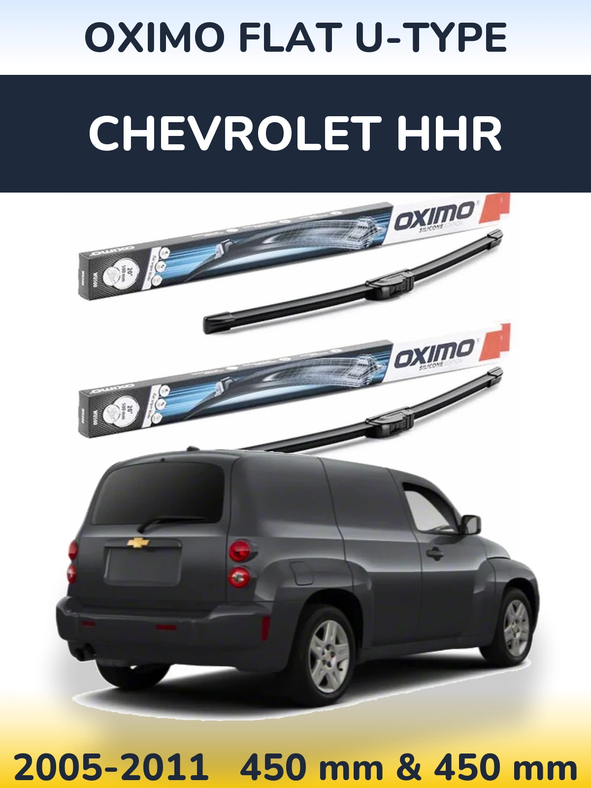 Комплект передних дворников Oximo Flat U-type 450 & 450 мм для Chevrolet HHR 2005-2011