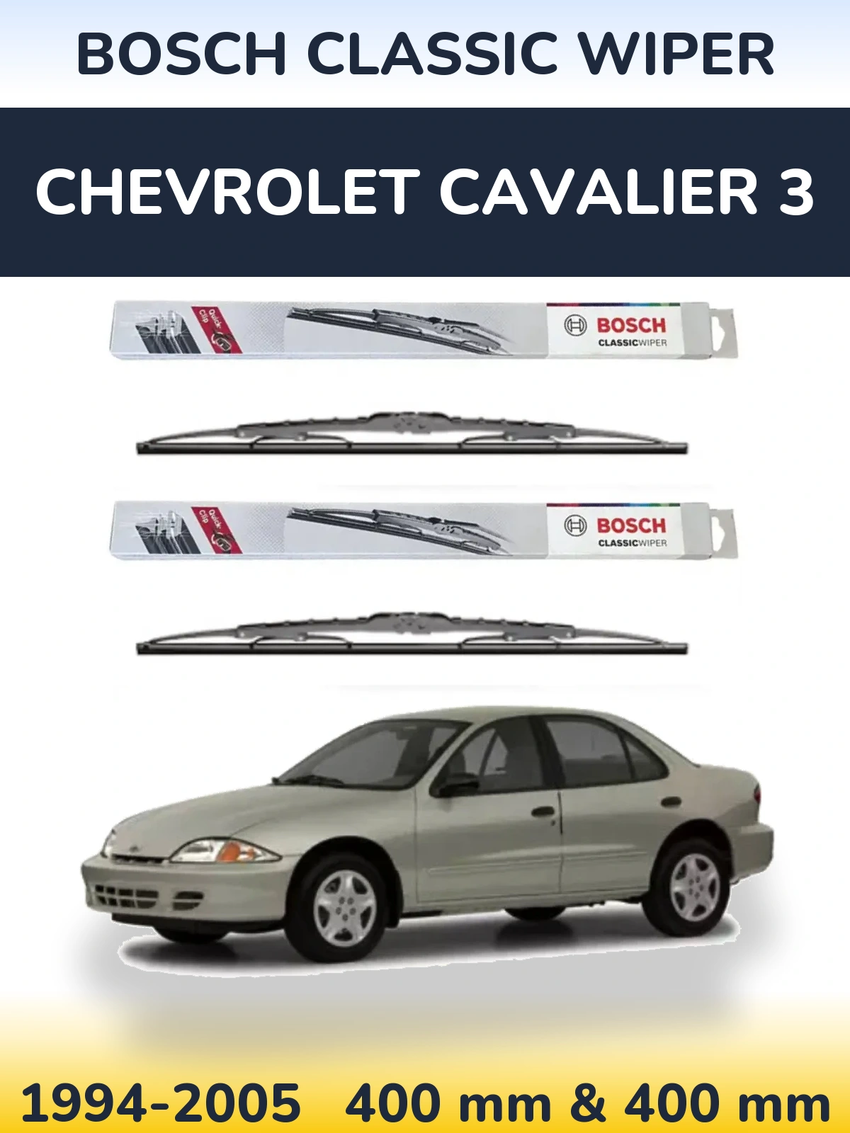Комплект передних дворников BOSCH Classic Wiper 400 & 400 мм для Chevrolet Cavalier 3 1994-2005