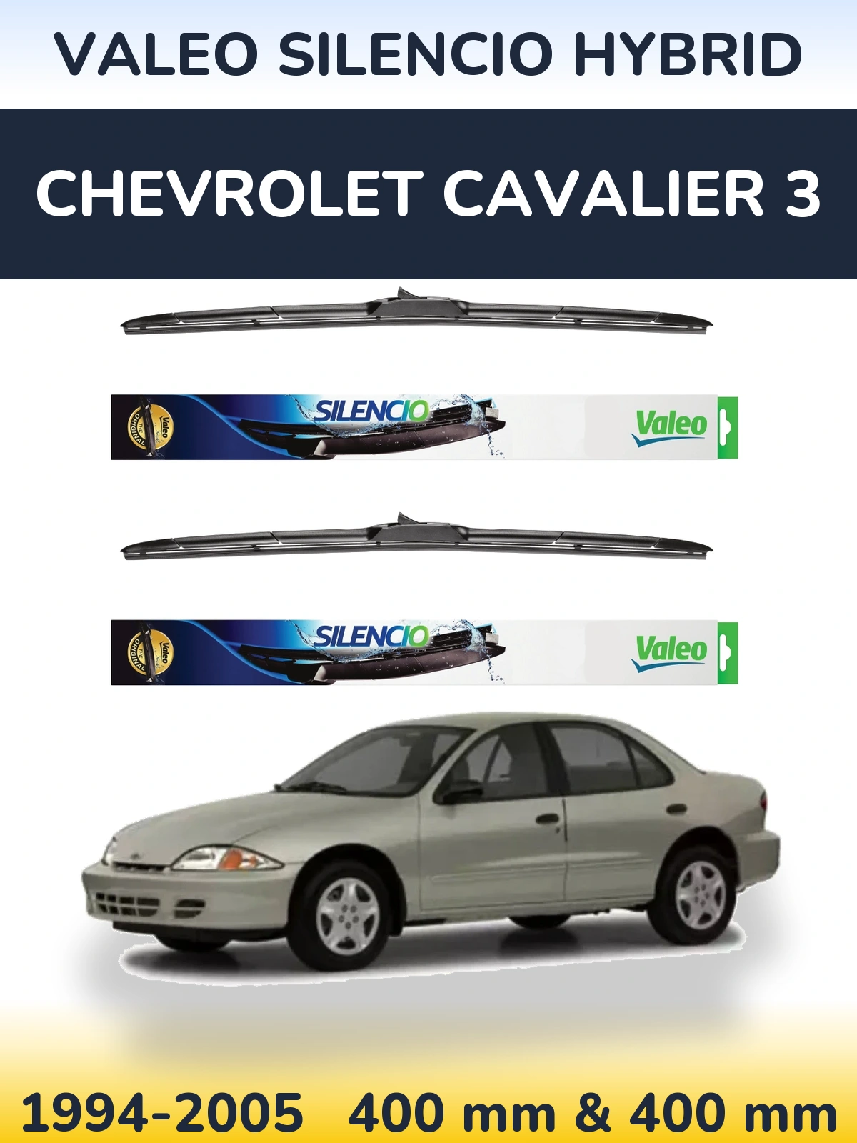 Комплект передних дворников Valeo Silencio Hybrid 400 & 400 мм для Chevrolet Cavalier 3 1994-2005