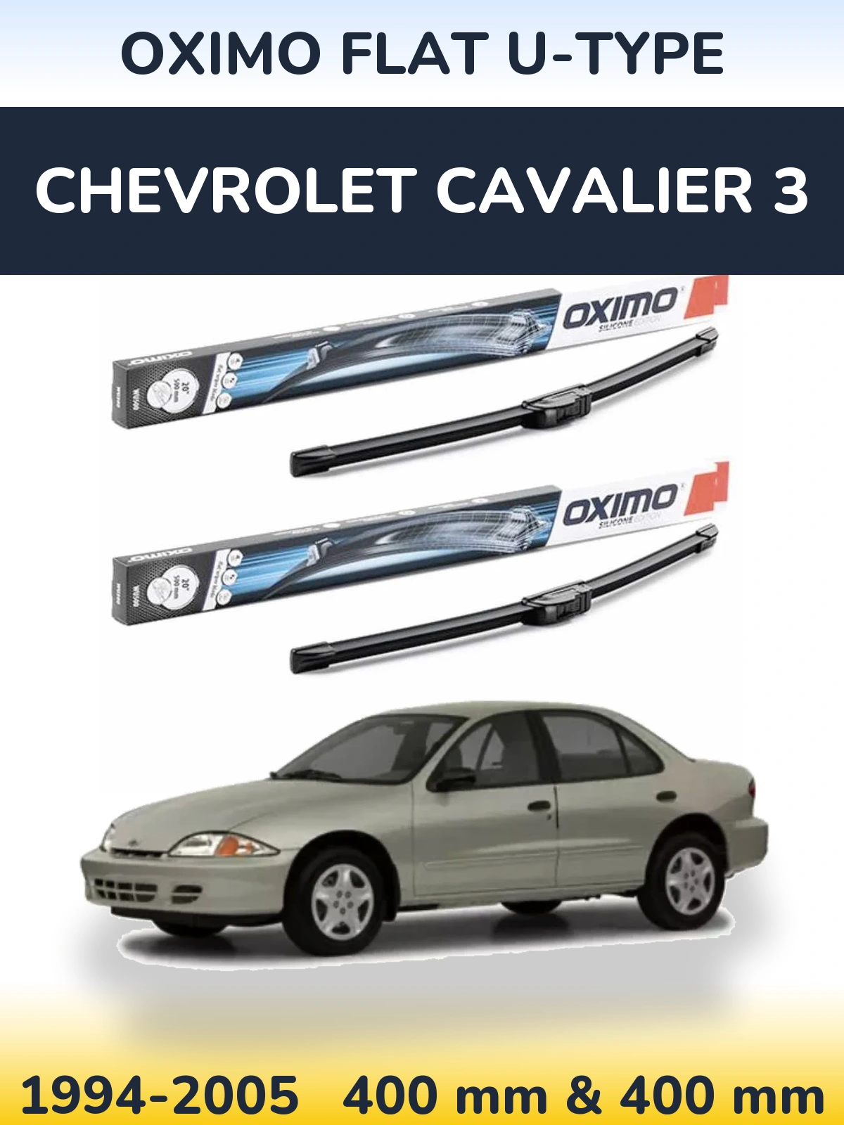 Komplet przednich wycieraczek Oximo Flat U-type 400 & 400 mm do Chevrolet Cavalier 3 1994-2005