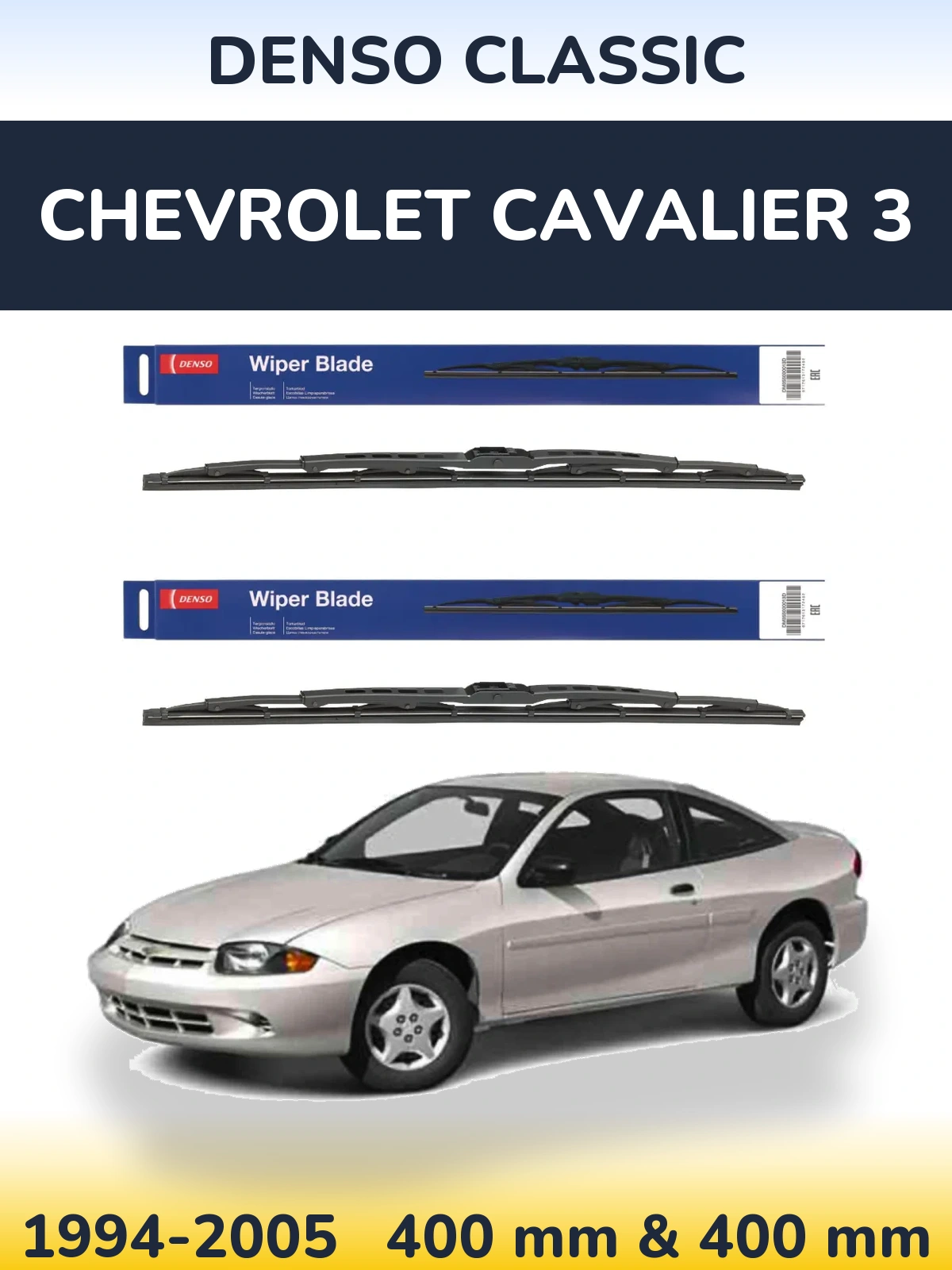 Front wiper blade set Denso Classic 400 & 400 mm for Chevrolet Cavalier 3 1994-2005