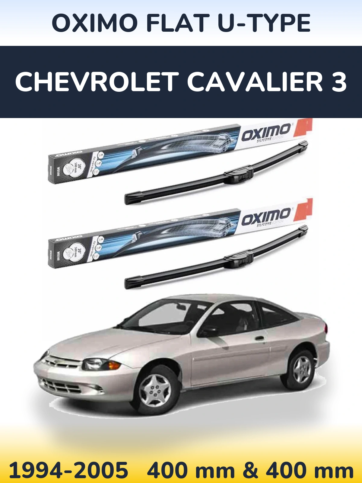 Komplet przednich wycieraczek Oximo Flat U-type 400 & 400 mm do Chevrolet Cavalier 3 1994-2005