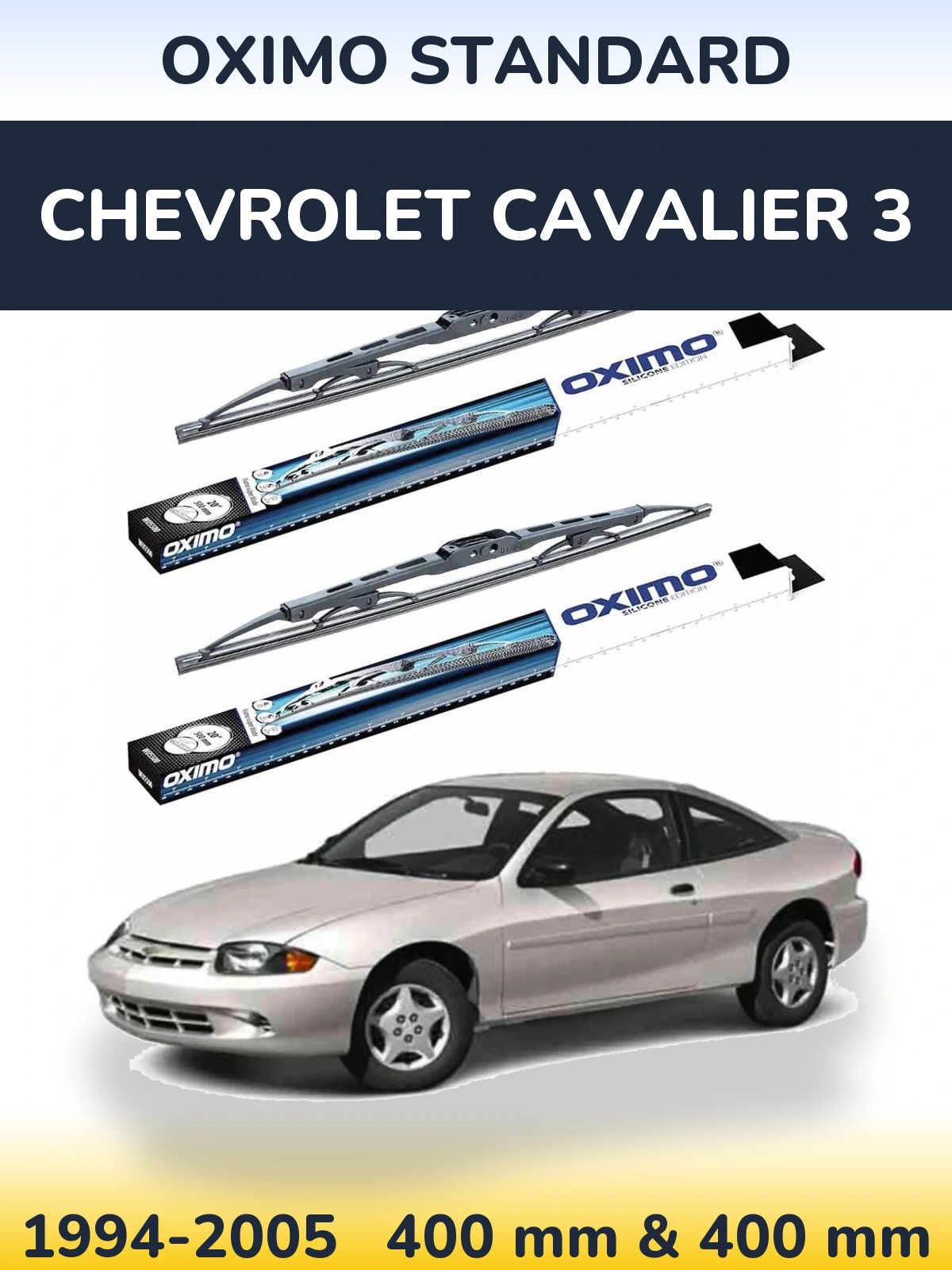 Front wiper blade set Oximo Standard 400 & 400 mm for Chevrolet Cavalier 3 1994-2005