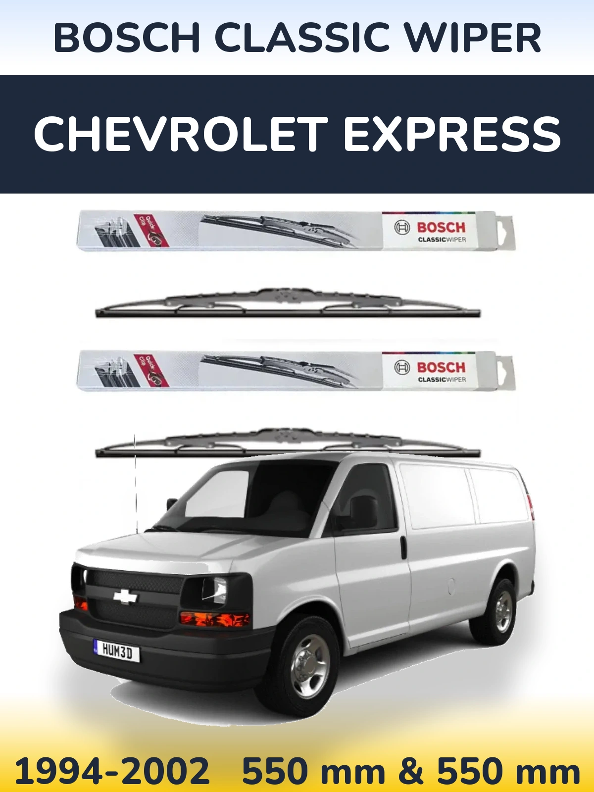 Комплект передних дворников BOSCH Classic Wiper 550 & 550 мм для Chevrolet Express 1994-2002
