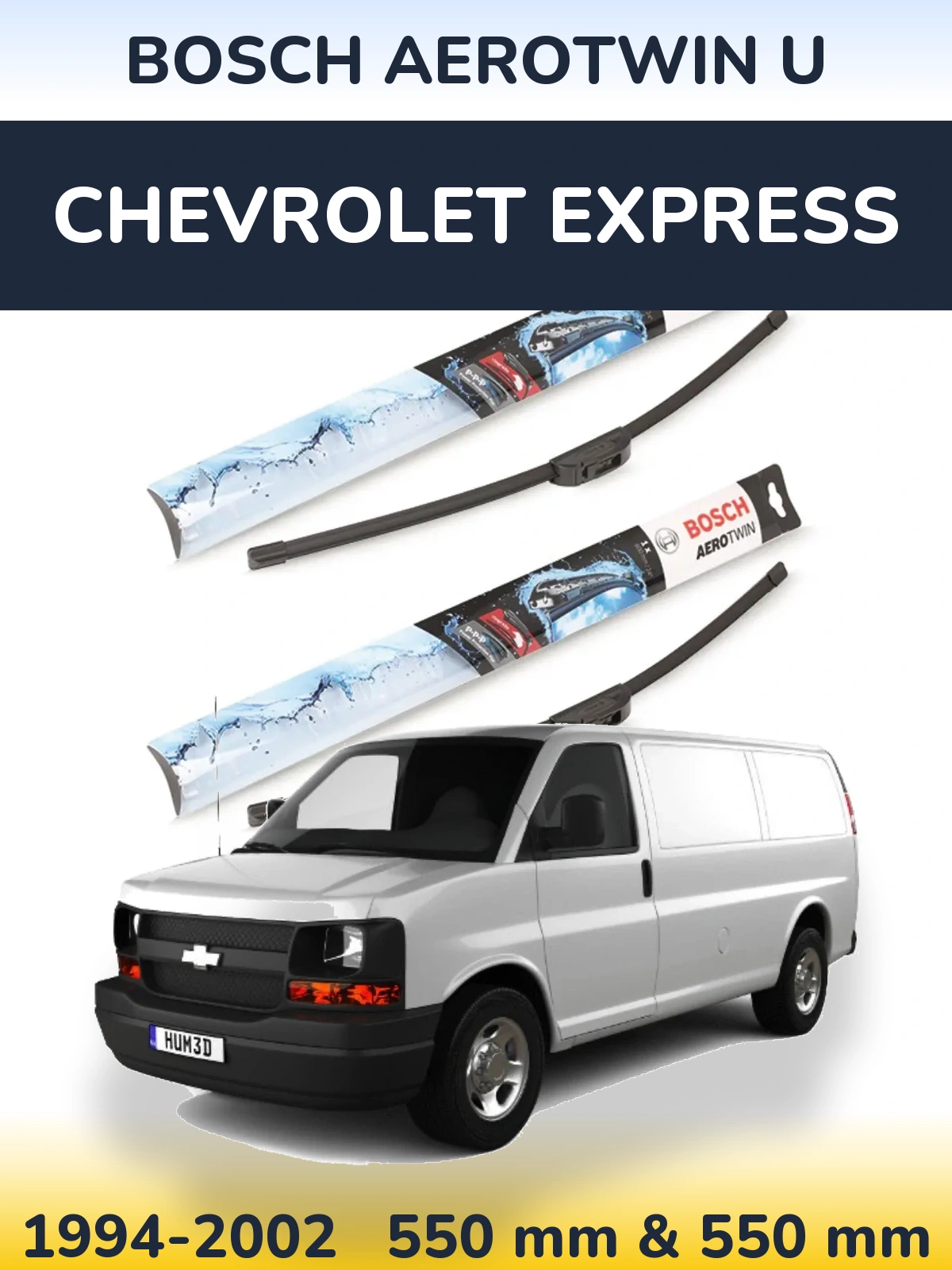 Комплект передних дворников BOSCH AeroTwin U 550 & 550 мм для Chevrolet Express 1994-2002