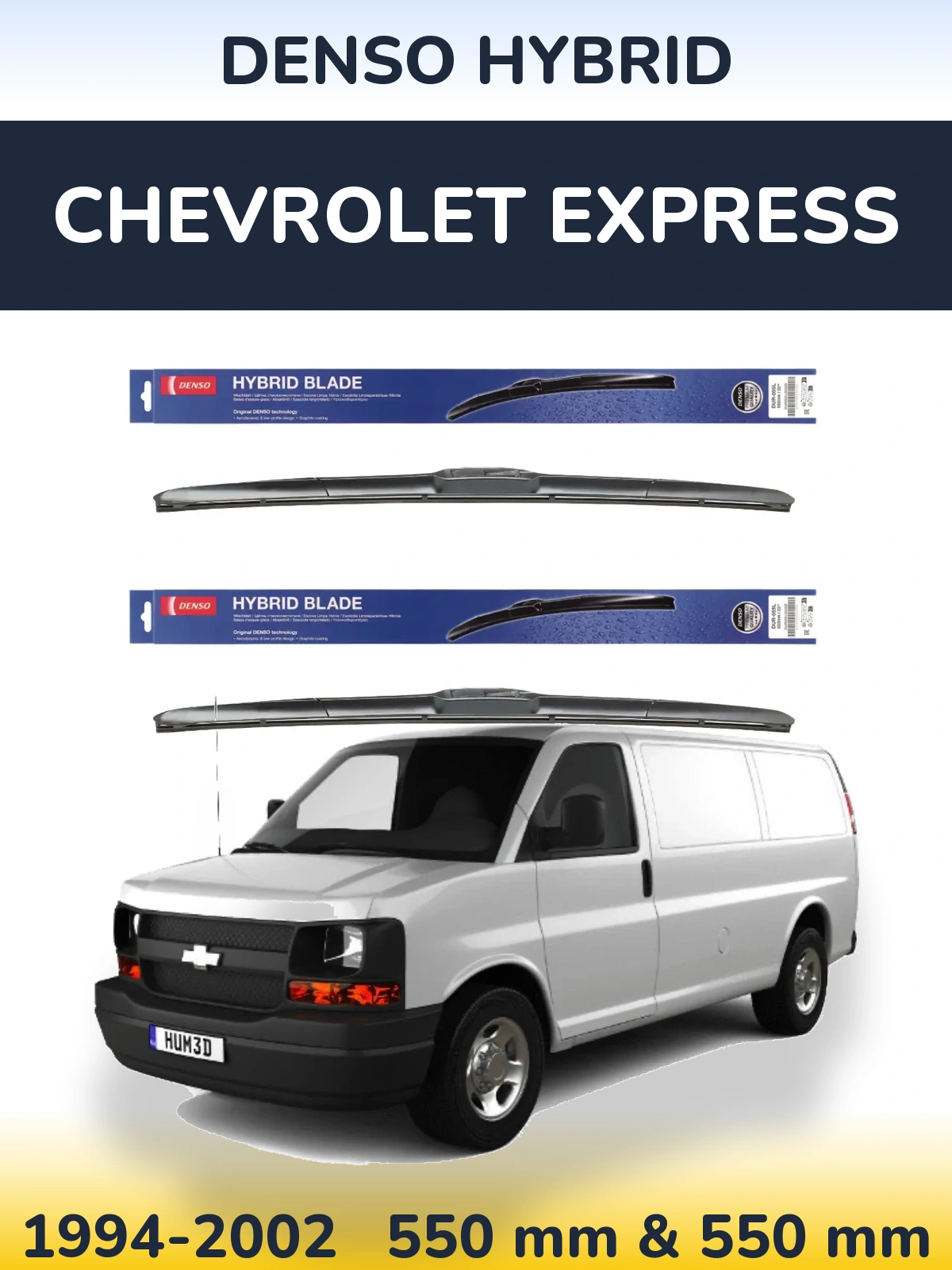 Комплект передніх щіток Denso Hybrid 550 & 550 мм для Chevrolet Express 1994-2002